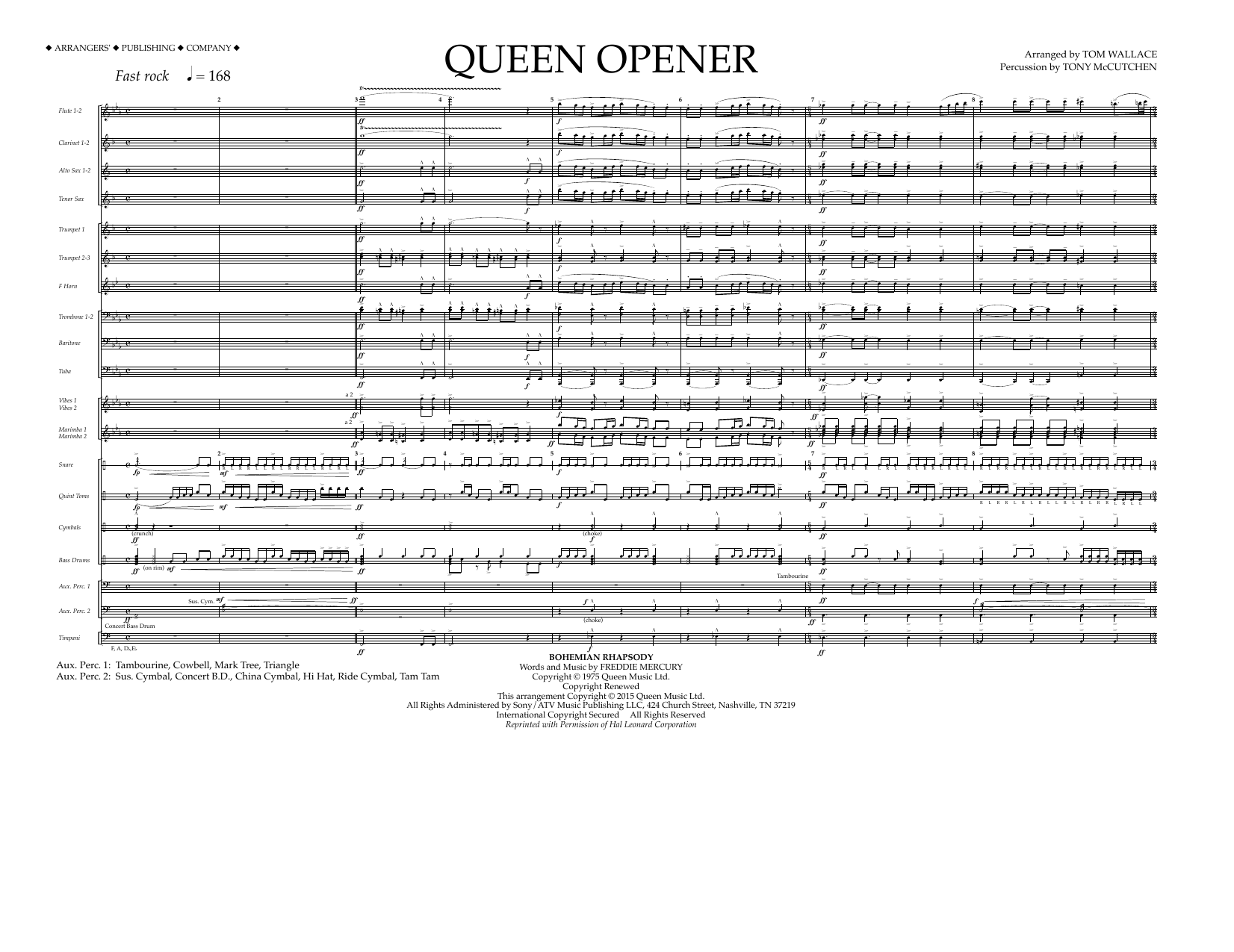Tom Wallace Queen Opener - Full Score Sheet Music Notes & Chords for Marching Band - Download or Print PDF