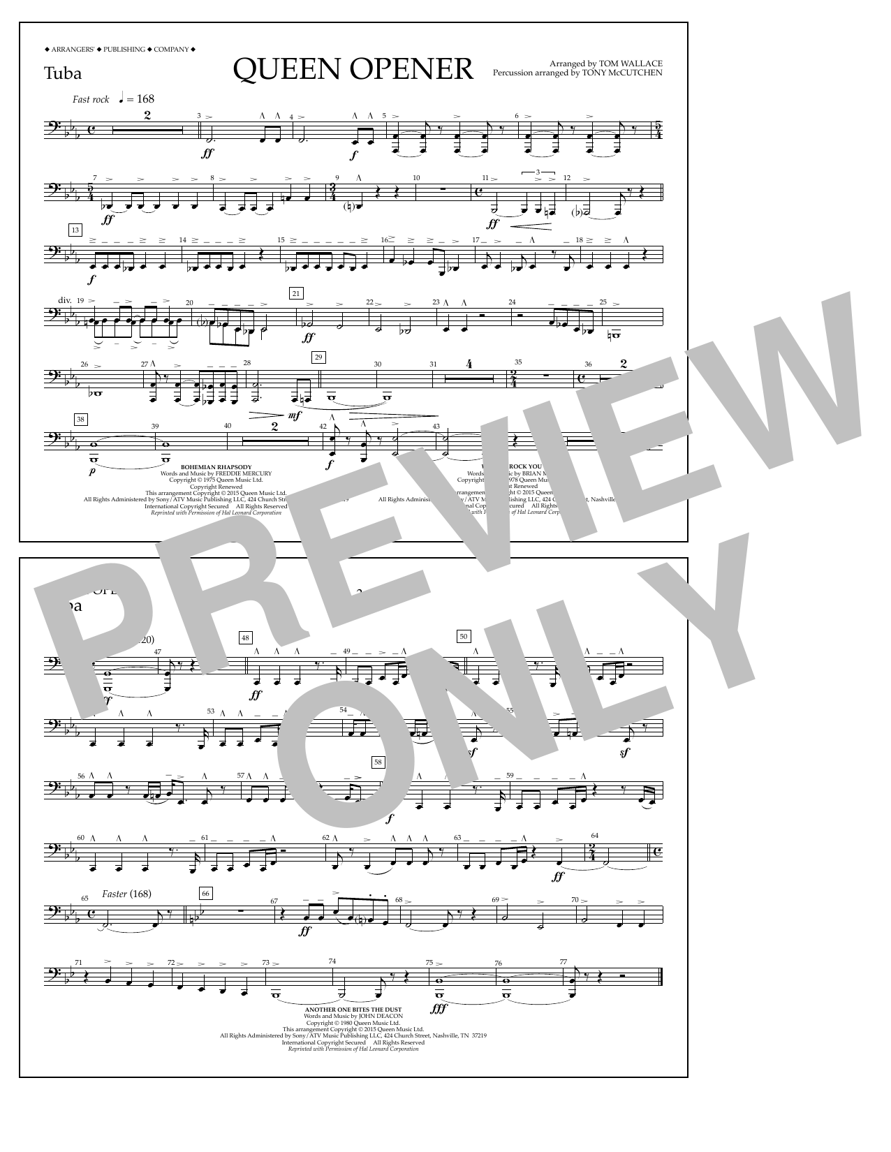 Tom Wallace Queen Opener - Tuba Sheet Music Notes & Chords for Marching Band - Download or Print PDF