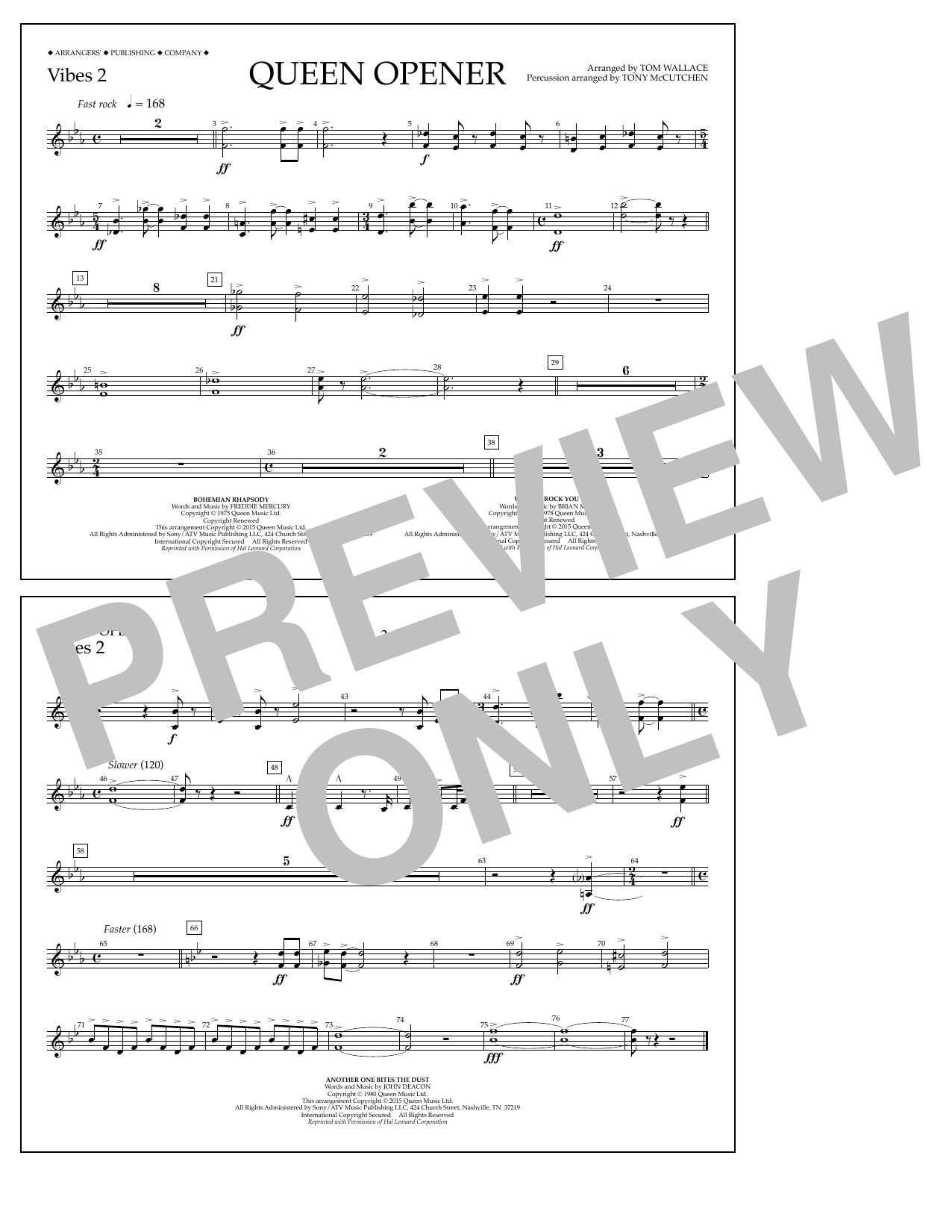 Tom Wallace Queen Opener - Vibes 2 Sheet Music Notes & Chords for Marching Band - Download or Print PDF