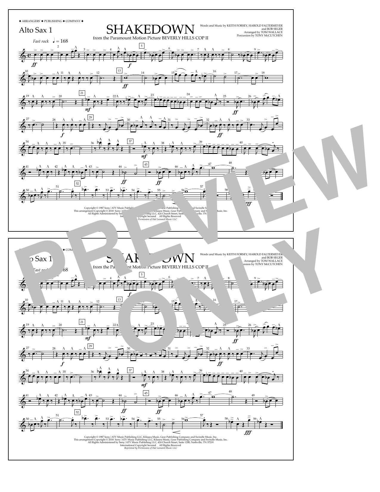 Tom Wallace Shakedown - Alto Sax 1 Sheet Music Notes & Chords for Marching Band - Download or Print PDF