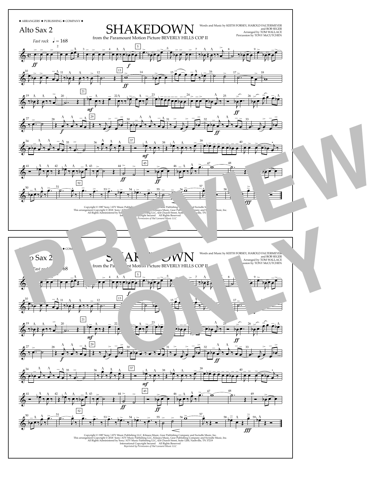 Tom Wallace Shakedown - Alto Sax 2 Sheet Music Notes & Chords for Marching Band - Download or Print PDF