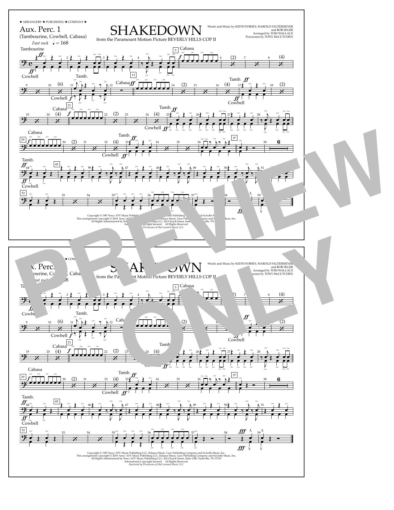 Tom Wallace Shakedown - Aux. Perc. 1 Sheet Music Notes & Chords for Marching Band - Download or Print PDF