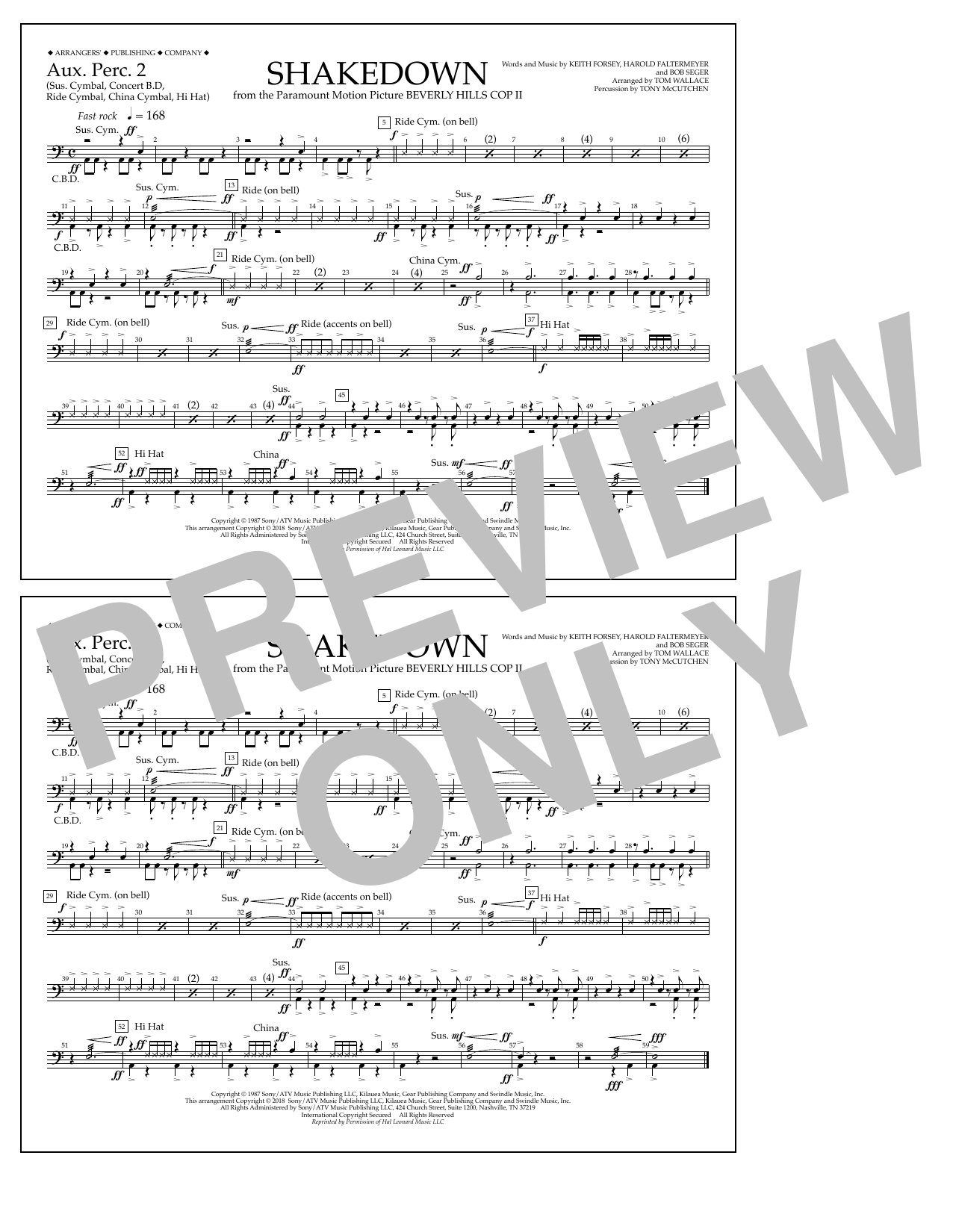 Tom Wallace Shakedown - Aux. Perc. 2 Sheet Music Notes & Chords for Marching Band - Download or Print PDF