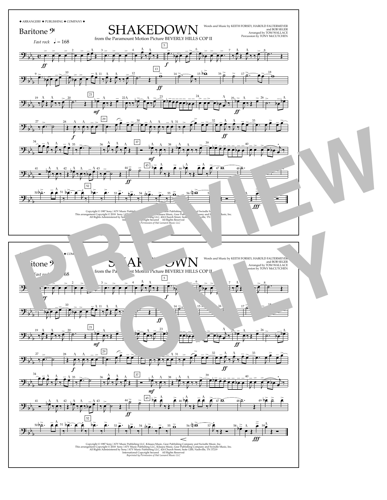 Tom Wallace Shakedown - Baritone B.C. Sheet Music Notes & Chords for Marching Band - Download or Print PDF