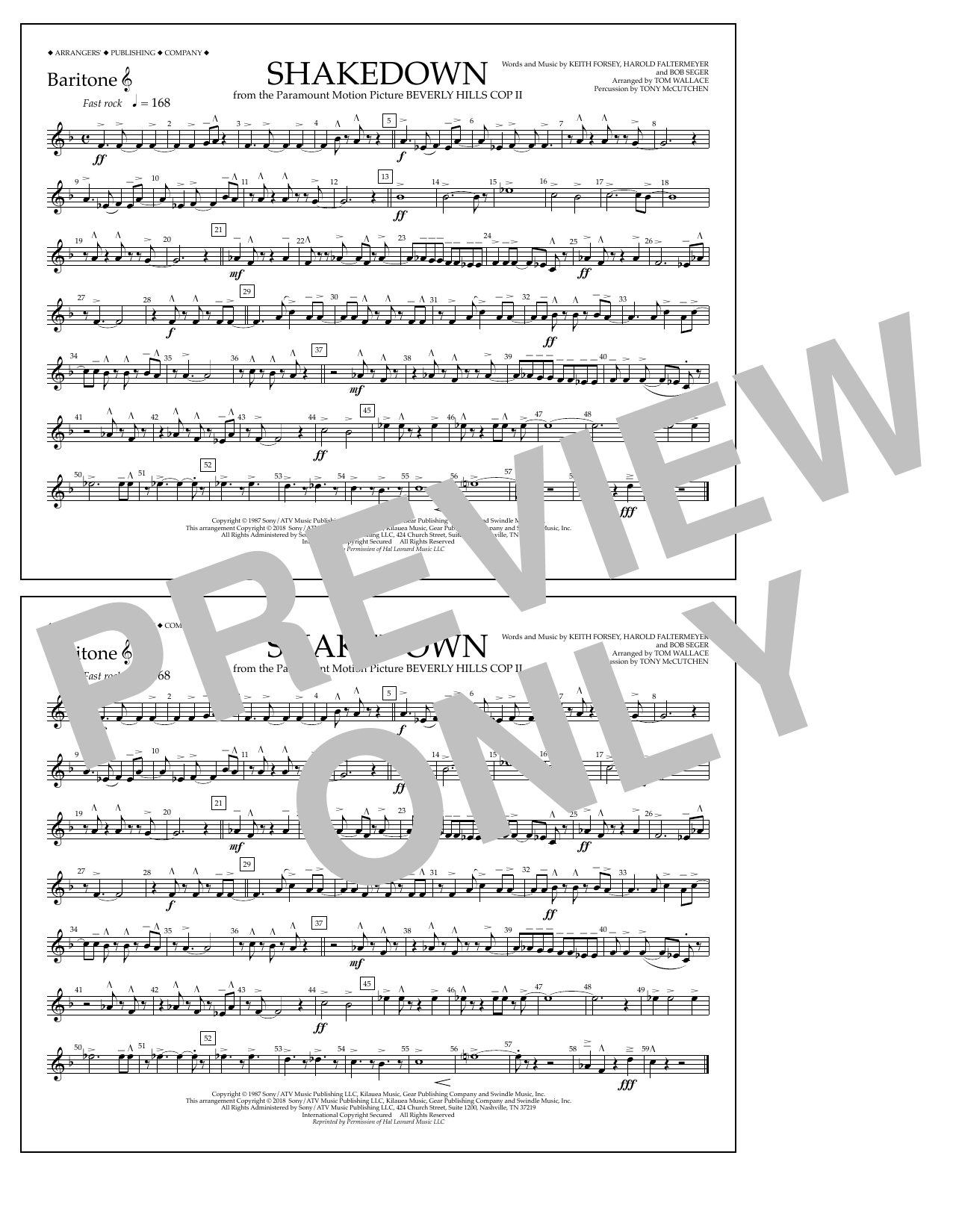 Tom Wallace Shakedown - Baritone T.C. Sheet Music Notes & Chords for Marching Band - Download or Print PDF