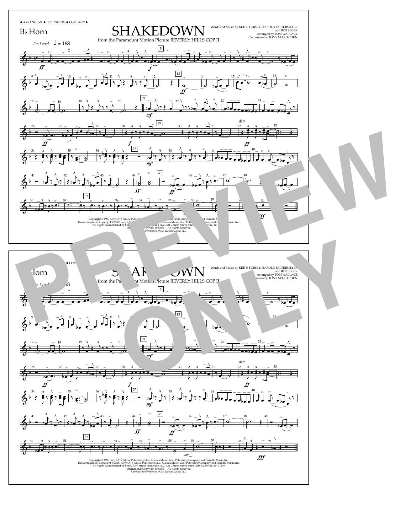 Tom Wallace Shakedown - Bb Horn Sheet Music Notes & Chords for Marching Band - Download or Print PDF