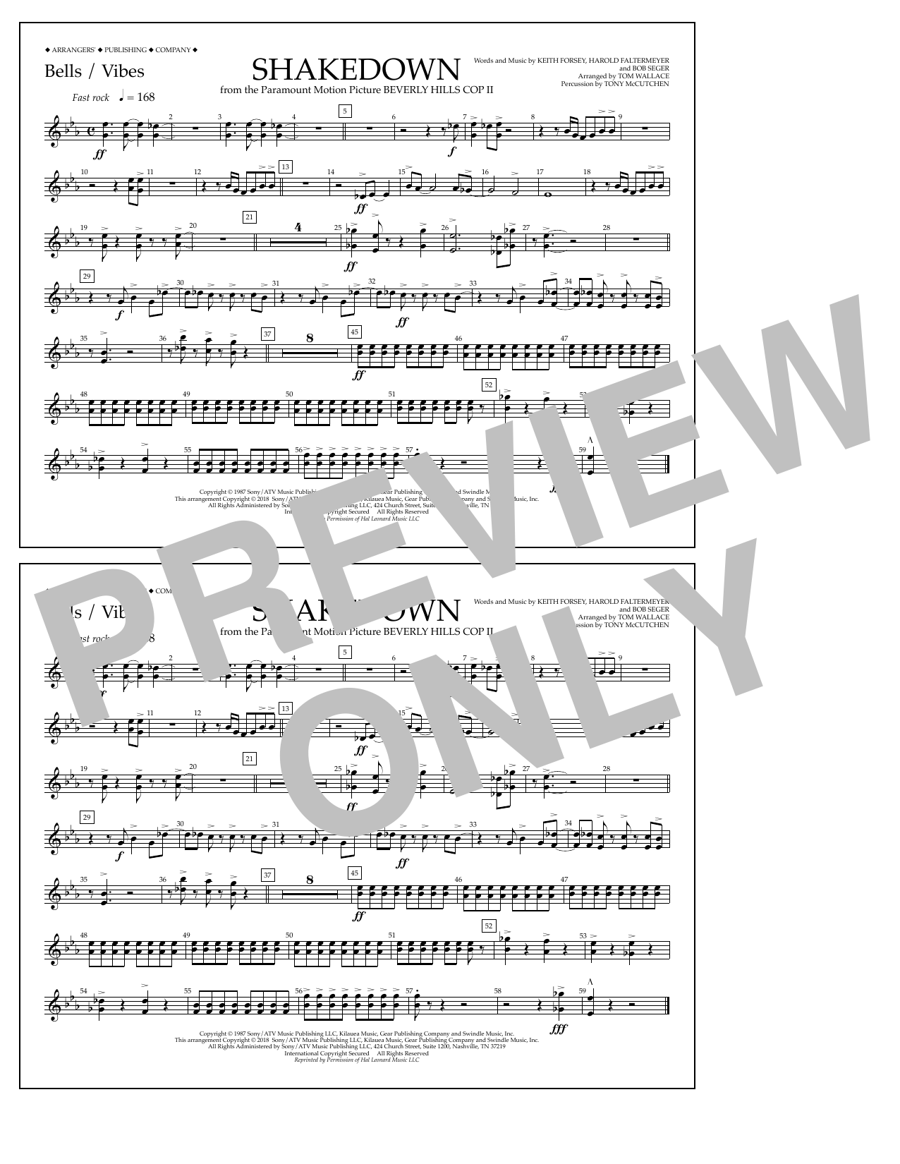 Tom Wallace Shakedown - Bells/Vibes Sheet Music Notes & Chords for Marching Band - Download or Print PDF