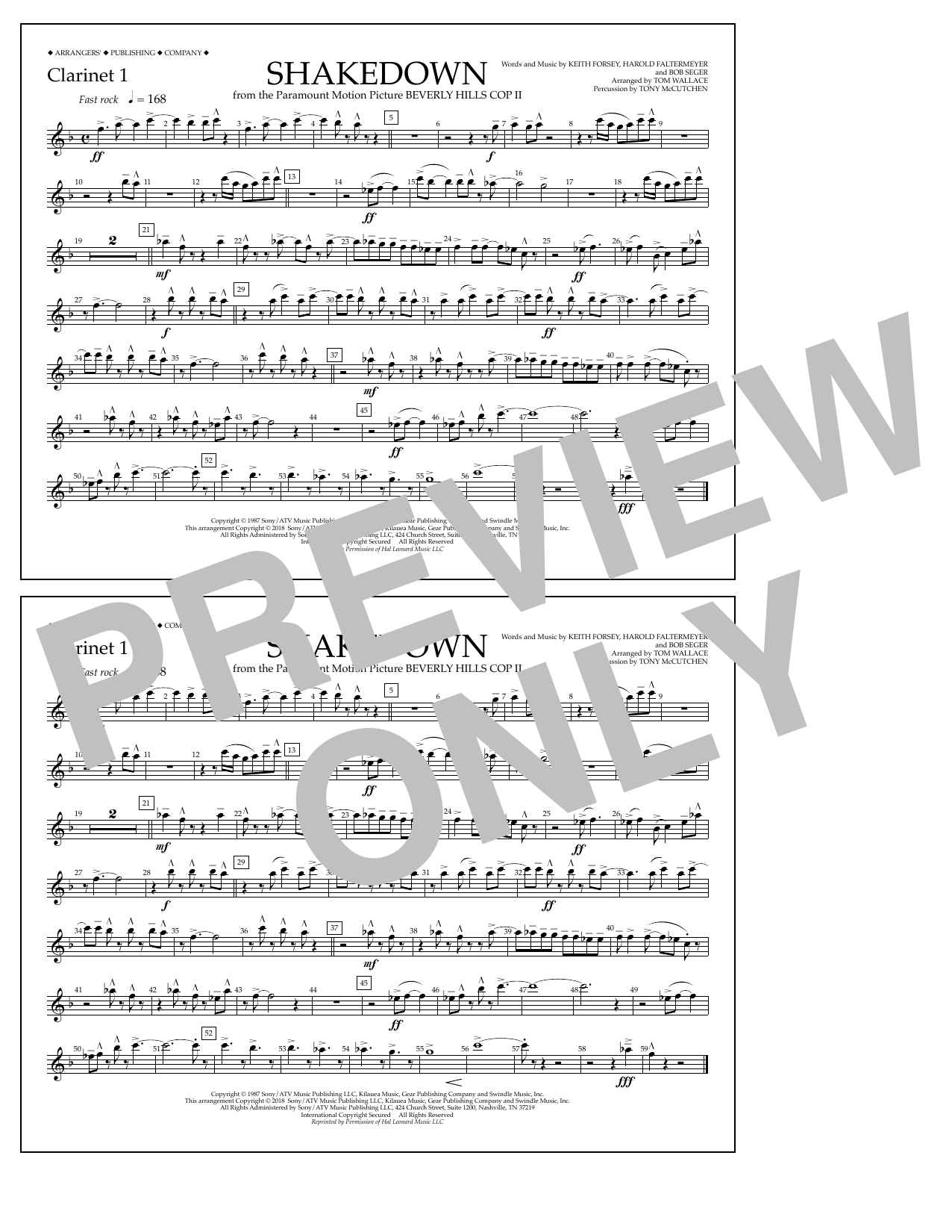 Tom Wallace Shakedown - Clarinet 1 Sheet Music Notes & Chords for Marching Band - Download or Print PDF