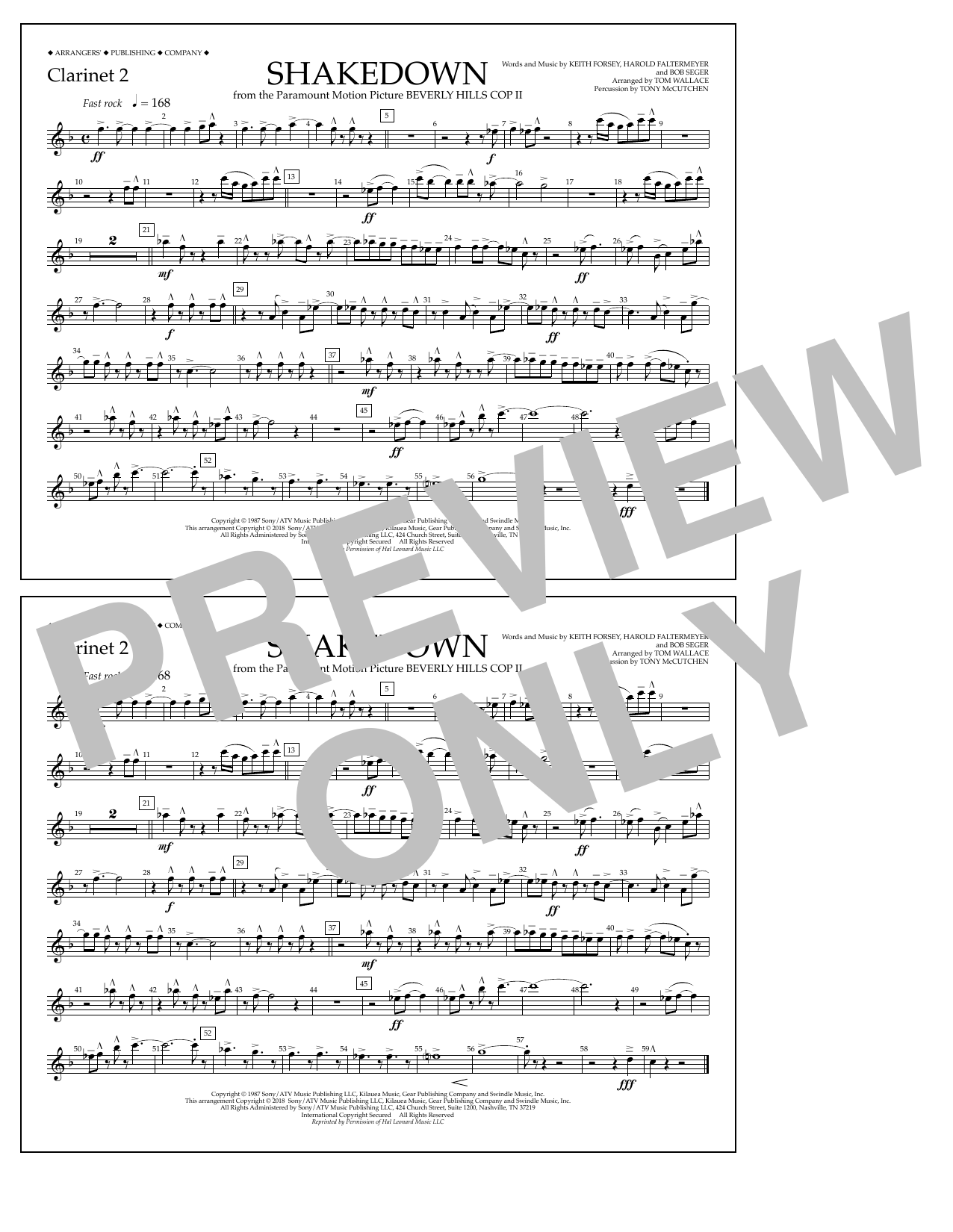 Tom Wallace Shakedown - Clarinet 2 Sheet Music Notes & Chords for Marching Band - Download or Print PDF