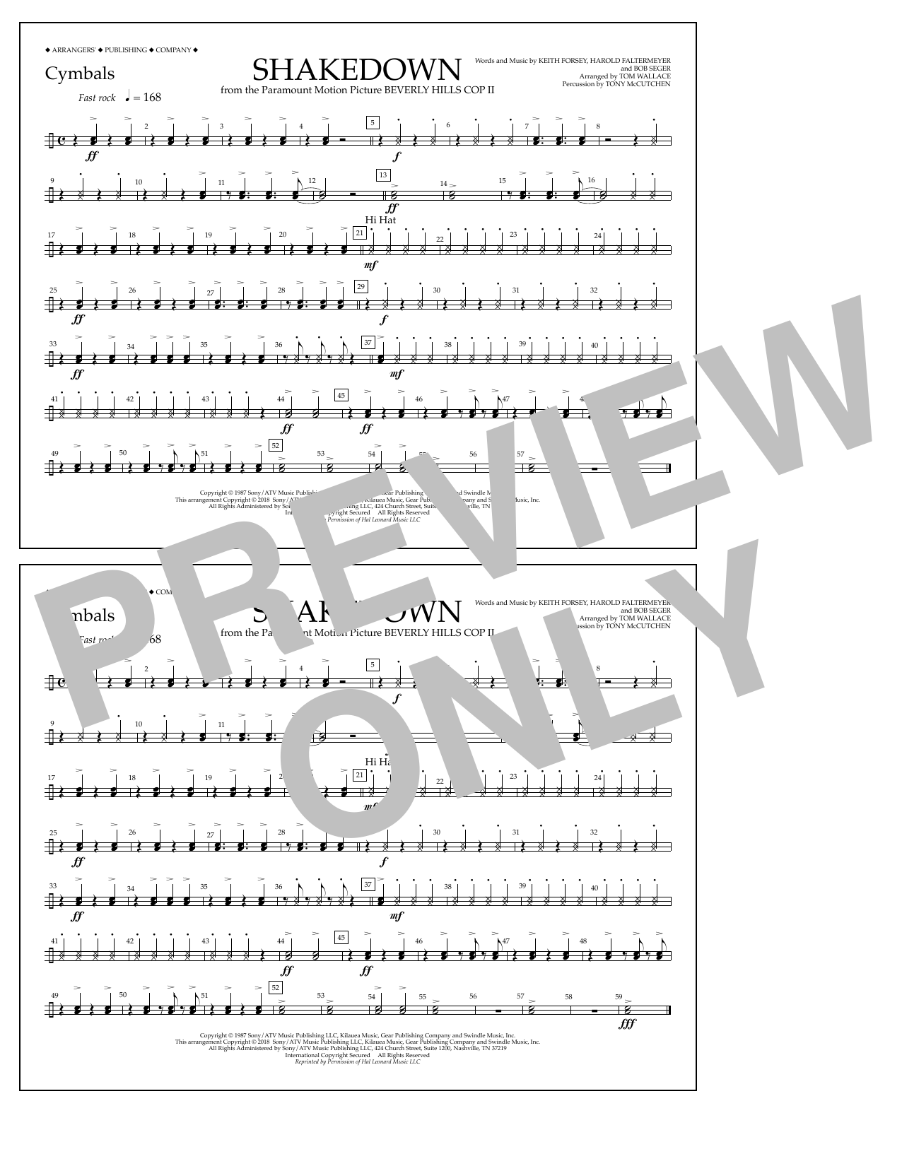 Tom Wallace Shakedown - Cymbals Sheet Music Notes & Chords for Marching Band - Download or Print PDF