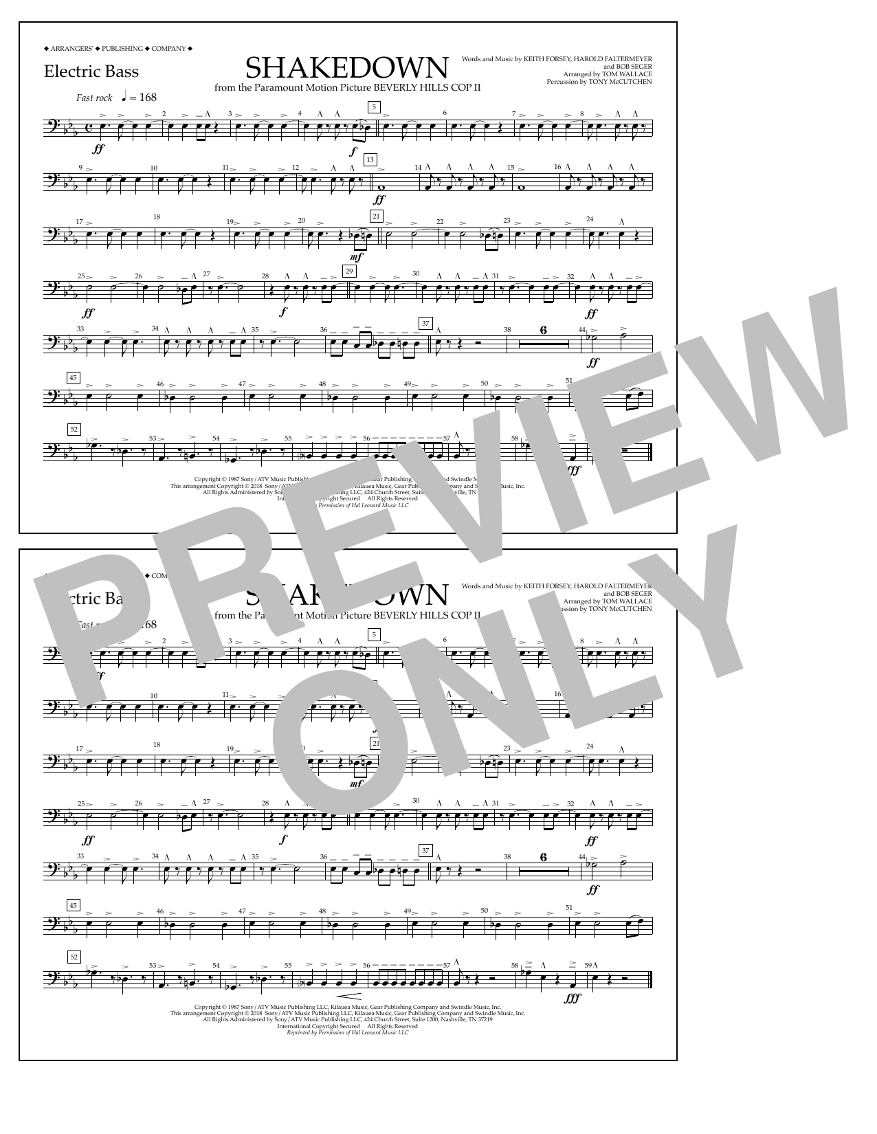 Tom Wallace Shakedown - Electric Bass Sheet Music Notes & Chords for Marching Band - Download or Print PDF