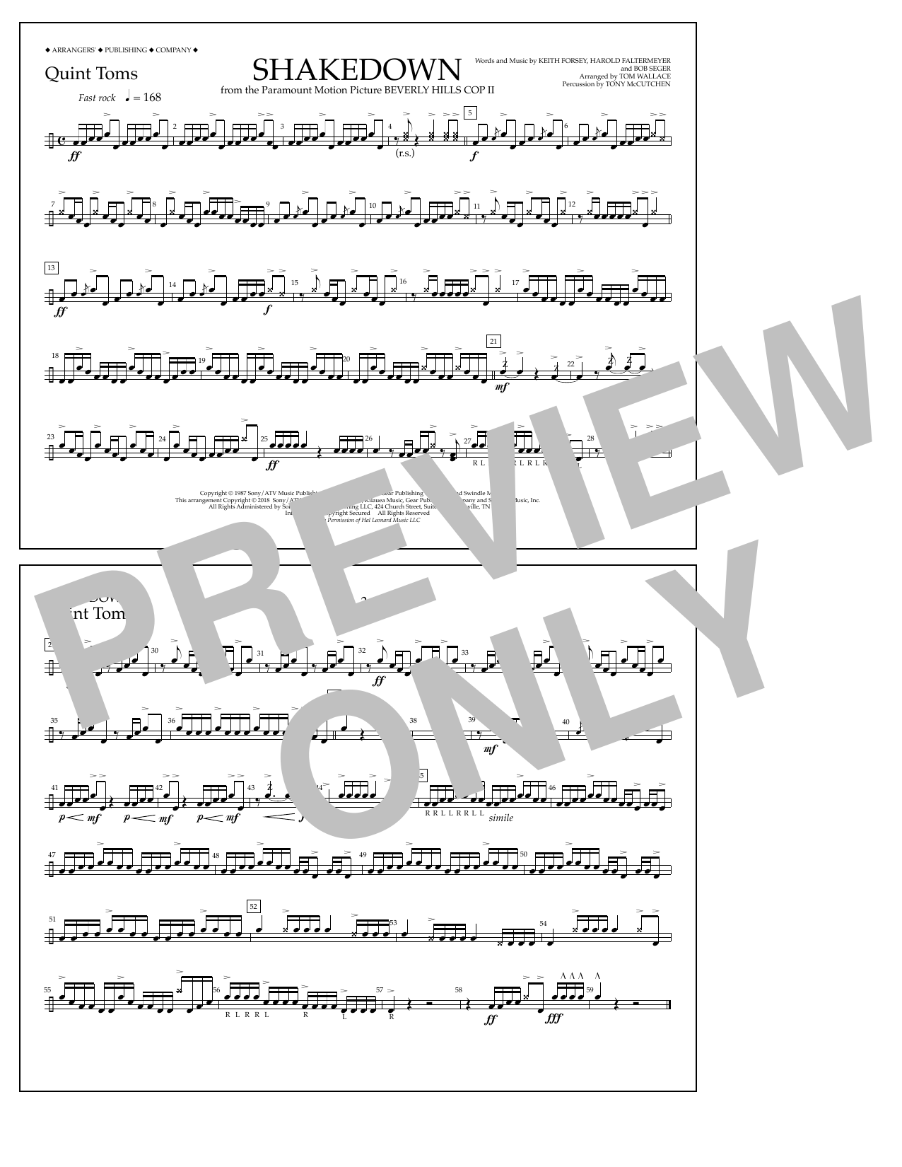 Tom Wallace Shakedown - Quint-Toms Sheet Music Notes & Chords for Marching Band - Download or Print PDF