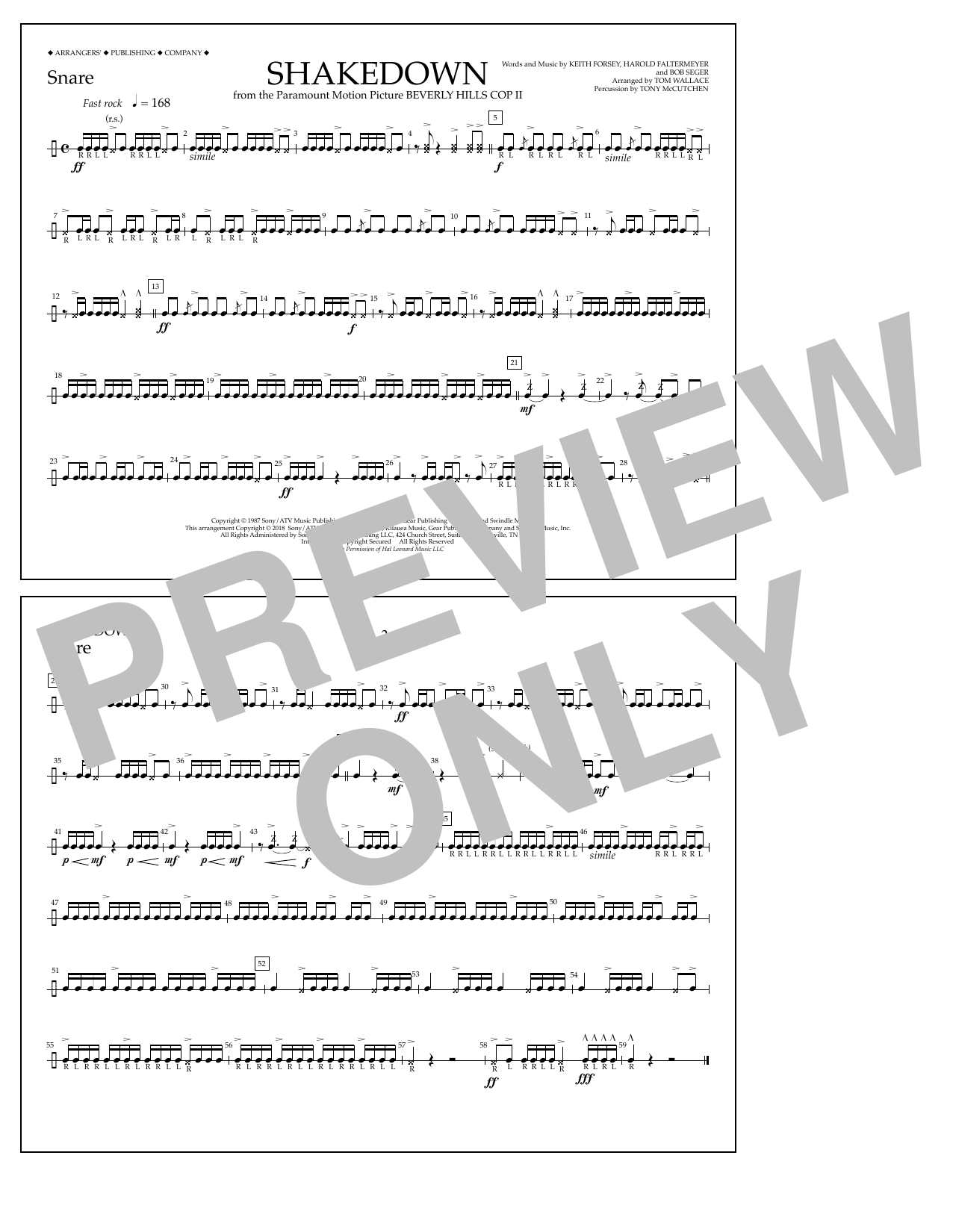 Tom Wallace Shakedown - Snare Sheet Music Notes & Chords for Marching Band - Download or Print PDF