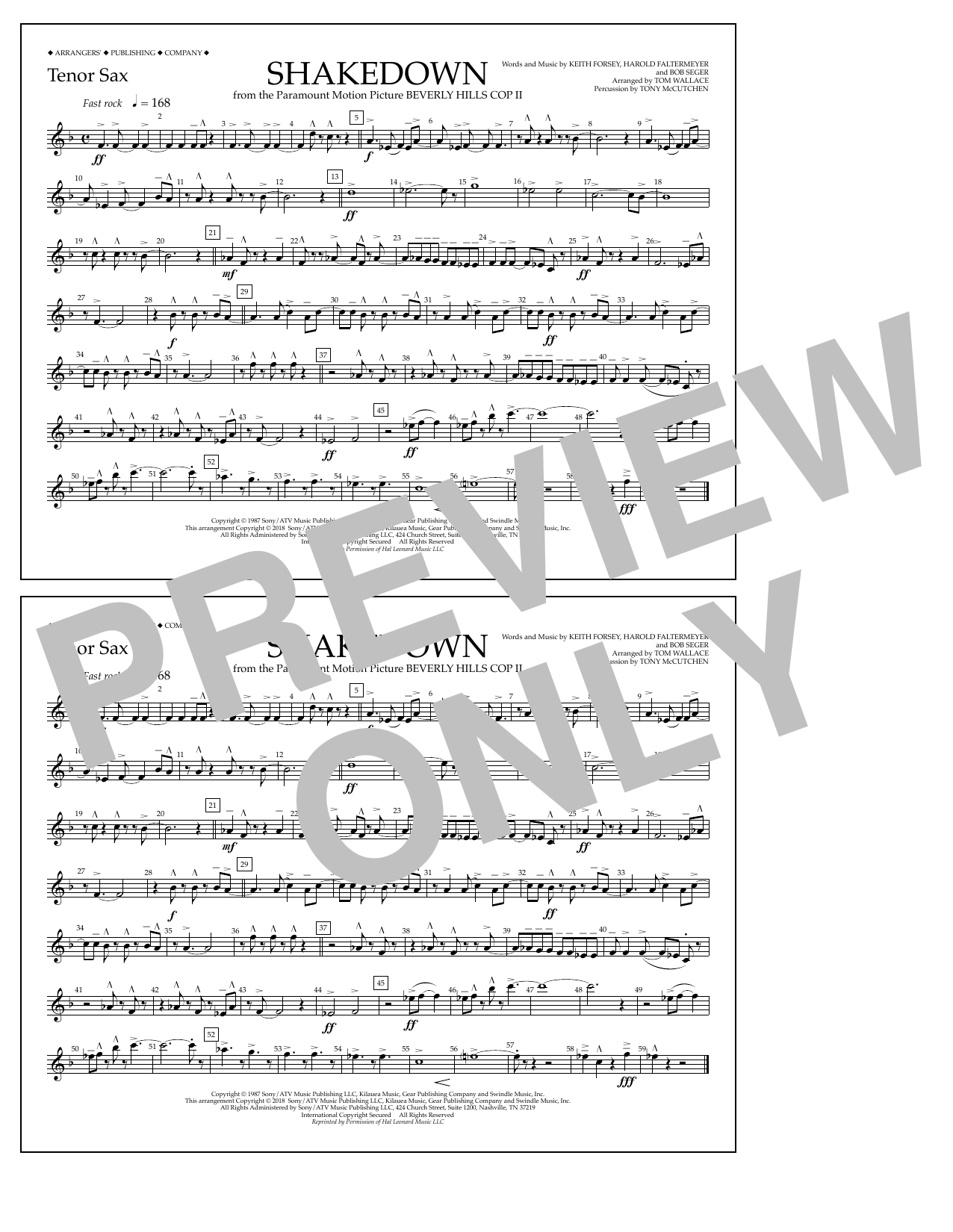 Tom Wallace Shakedown - Tenor Sax Sheet Music Notes & Chords for Marching Band - Download or Print PDF