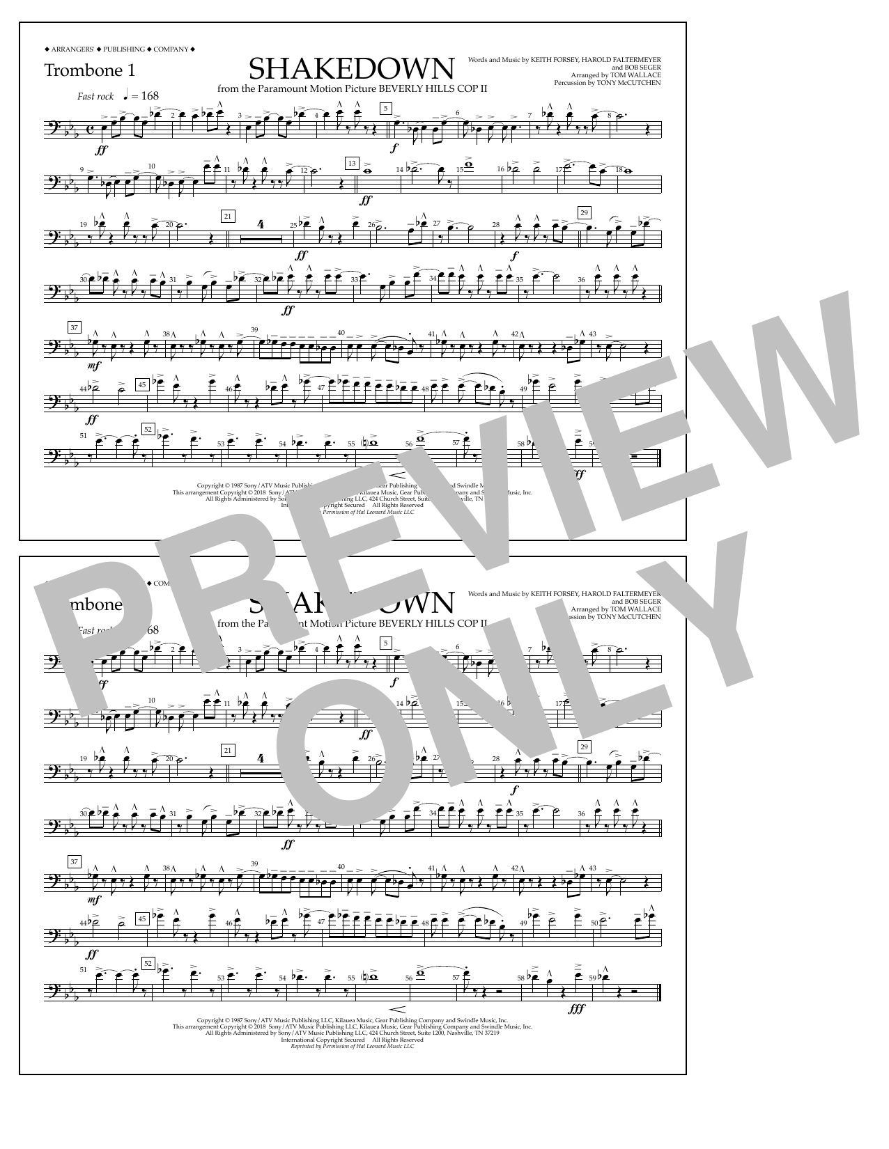 Tom Wallace Shakedown - Trombone 1 Sheet Music Notes & Chords for Marching Band - Download or Print PDF
