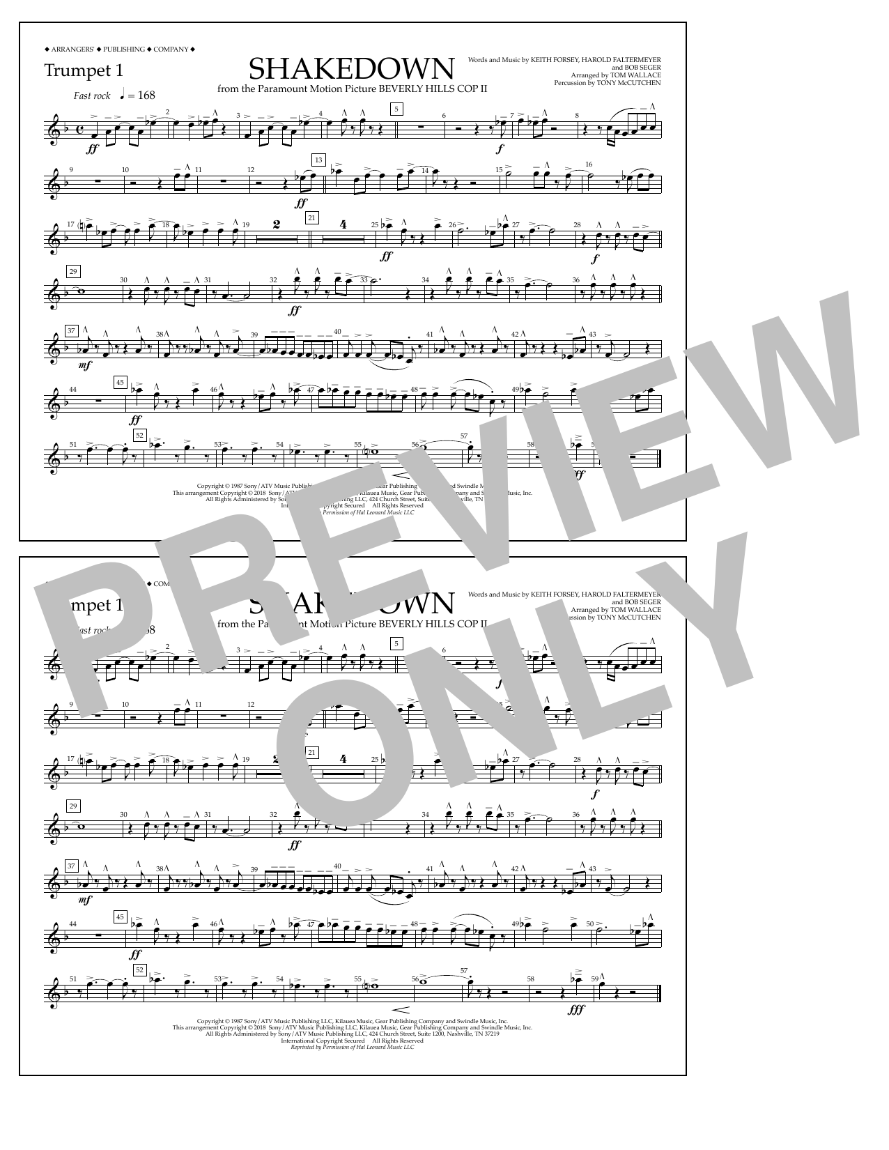 Tom Wallace Shakedown - Trumpet 1 Sheet Music Notes & Chords for Marching Band - Download or Print PDF