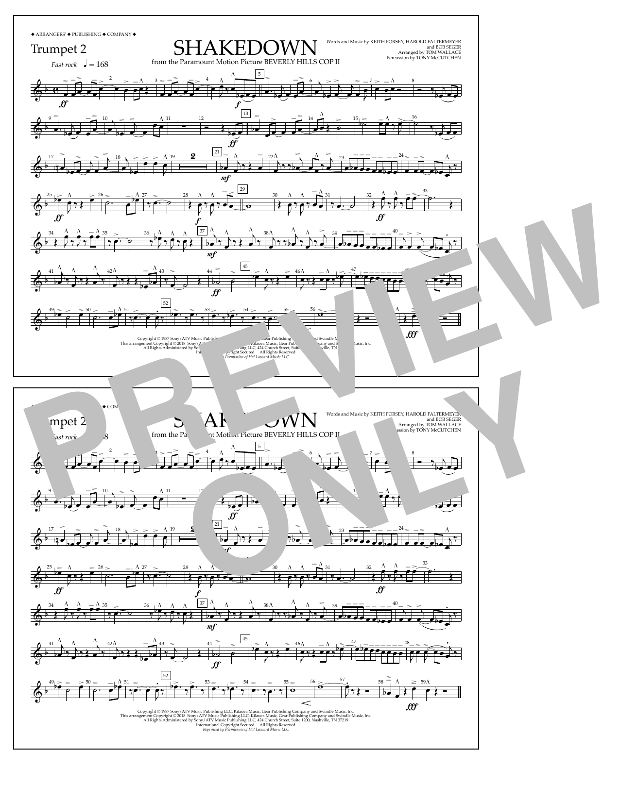 Tom Wallace Shakedown - Trumpet 2 Sheet Music Notes & Chords for Marching Band - Download or Print PDF