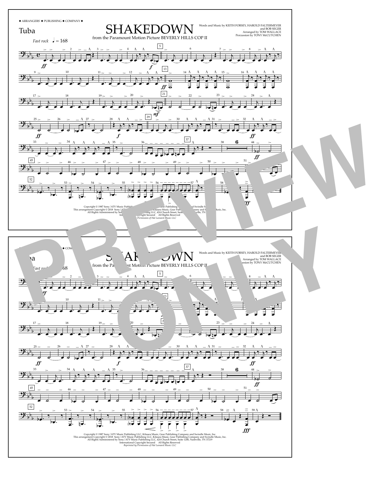 Tom Wallace Shakedown - Tuba Sheet Music Notes & Chords for Marching Band - Download or Print PDF