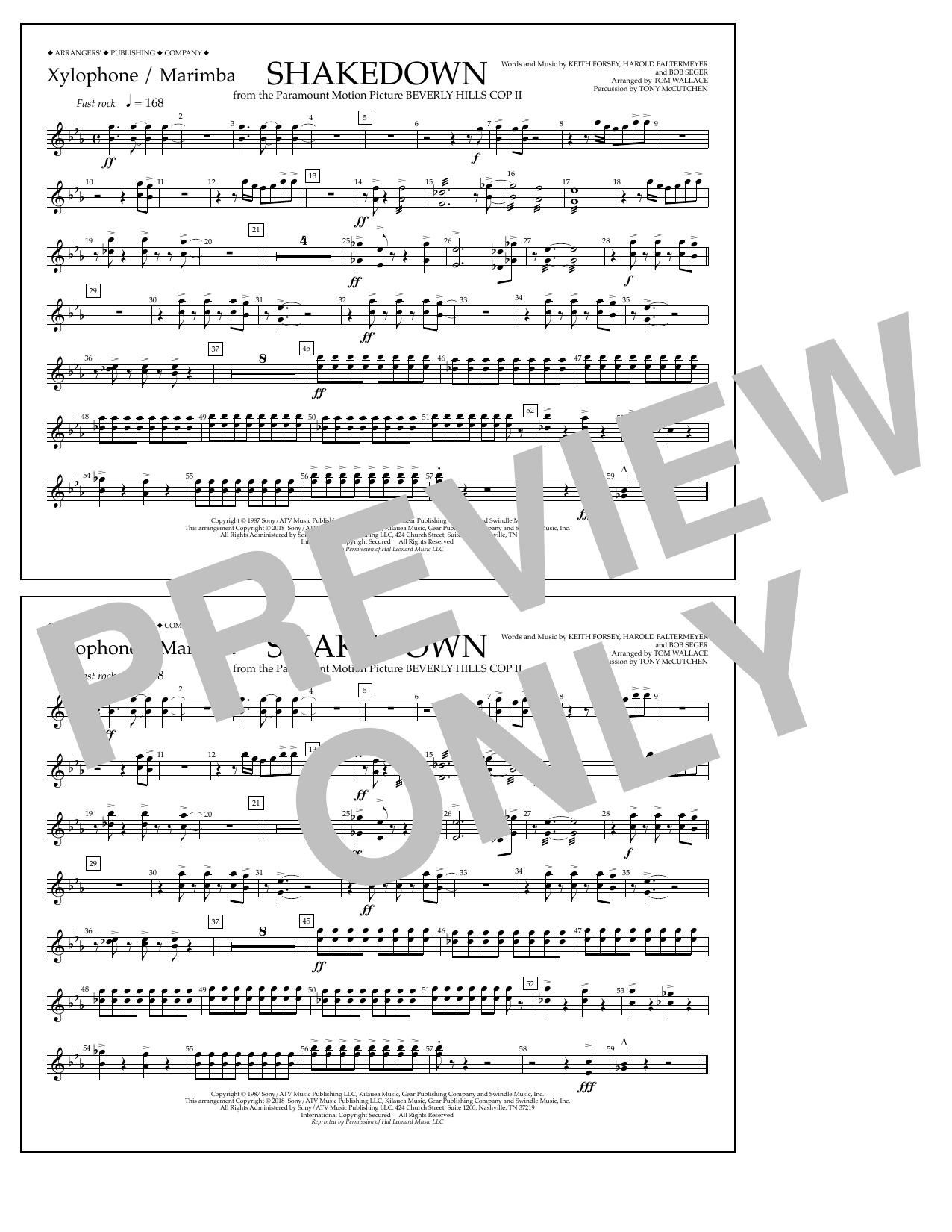 Tom Wallace Shakedown - Xylophone/Marimba Sheet Music Notes & Chords for Marching Band - Download or Print PDF