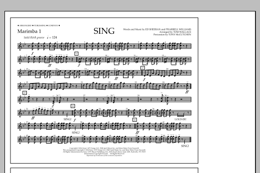 Tom Wallace Sing - Marimba 1 Sheet Music Notes & Chords for Marching Band - Download or Print PDF