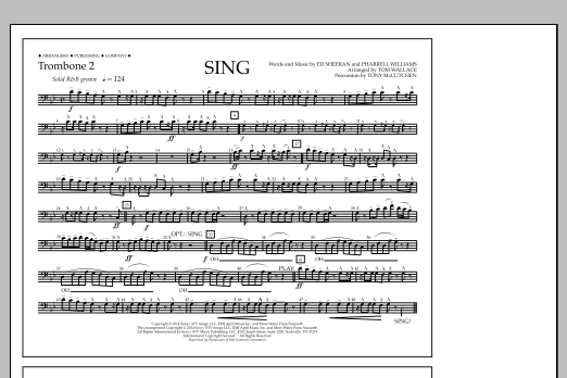 Tom Wallace Sing - Trombone 2 Sheet Music Notes & Chords for Marching Band - Download or Print PDF
