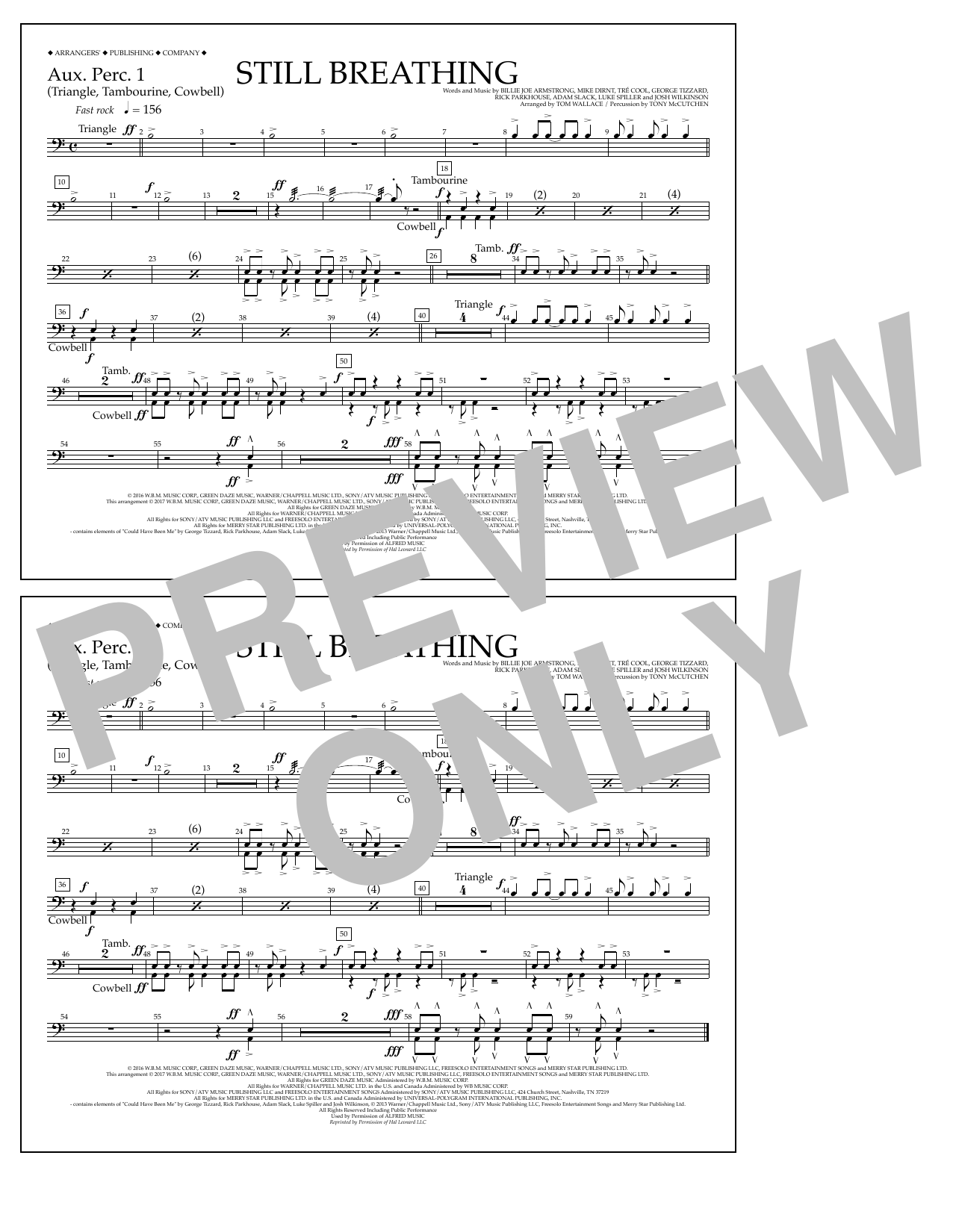 Tom Wallace Still Breathing - Aux. Perc. 1 Sheet Music Notes & Chords for Marching Band - Download or Print PDF