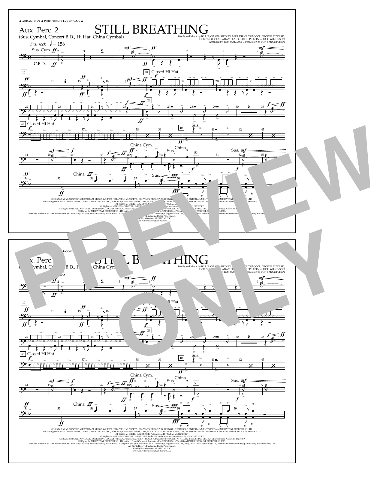 Tom Wallace Still Breathing - Aux. Perc. 2 Sheet Music Notes & Chords for Marching Band - Download or Print PDF