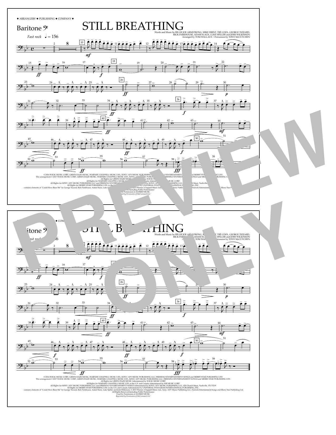 Tom Wallace Still Breathing - Baritone B.C. Sheet Music Notes & Chords for Marching Band - Download or Print PDF