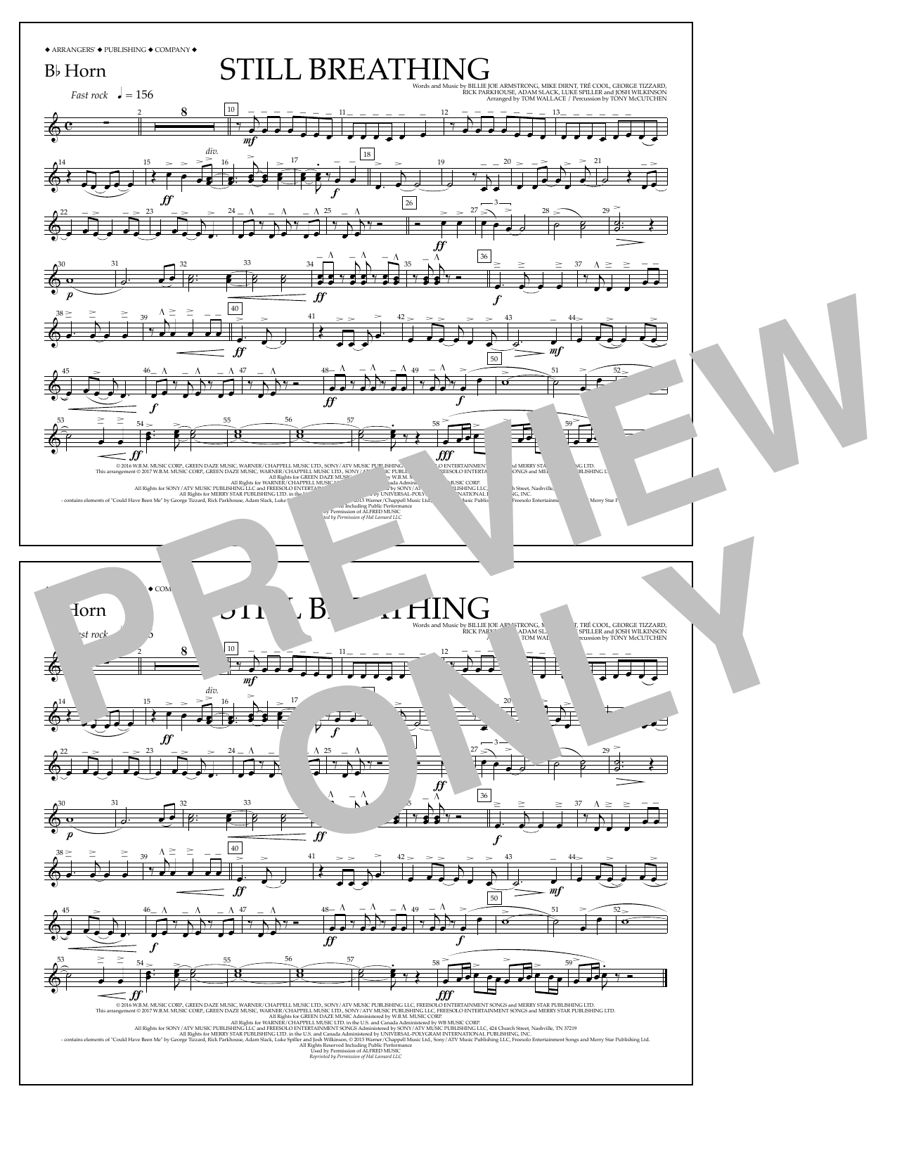 Tom Wallace Still Breathing - Bb Horn Sheet Music Notes & Chords for Marching Band - Download or Print PDF