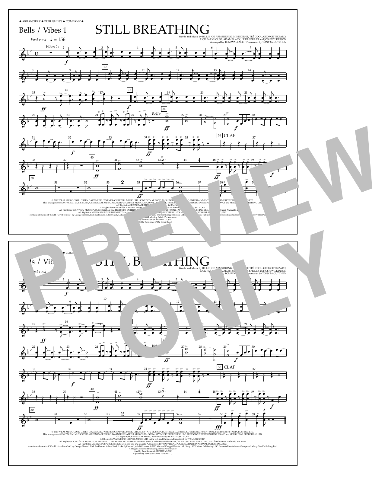 Tom Wallace Still Breathing - Bells/Vibes 1 Sheet Music Notes & Chords for Marching Band - Download or Print PDF