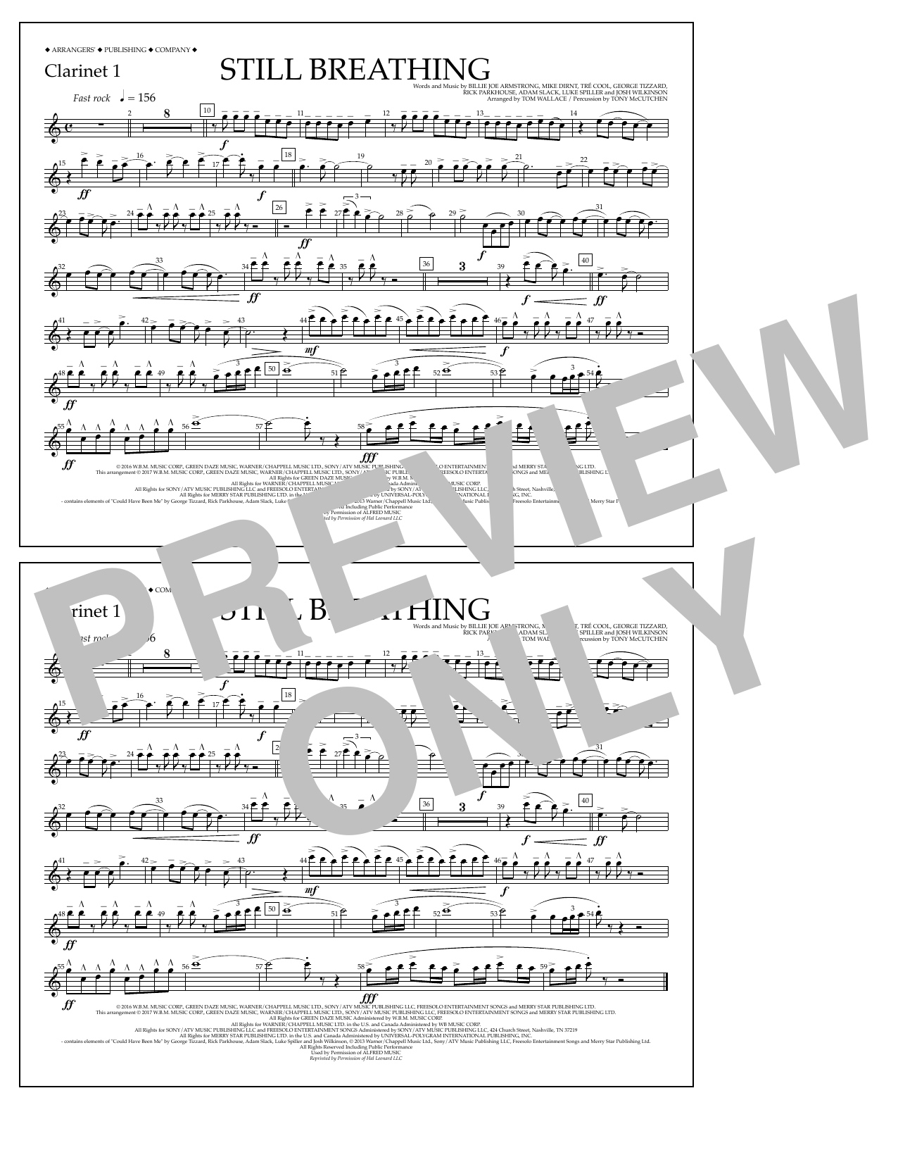 Tom Wallace Still Breathing - Clarinet 1 Sheet Music Notes & Chords for Marching Band - Download or Print PDF