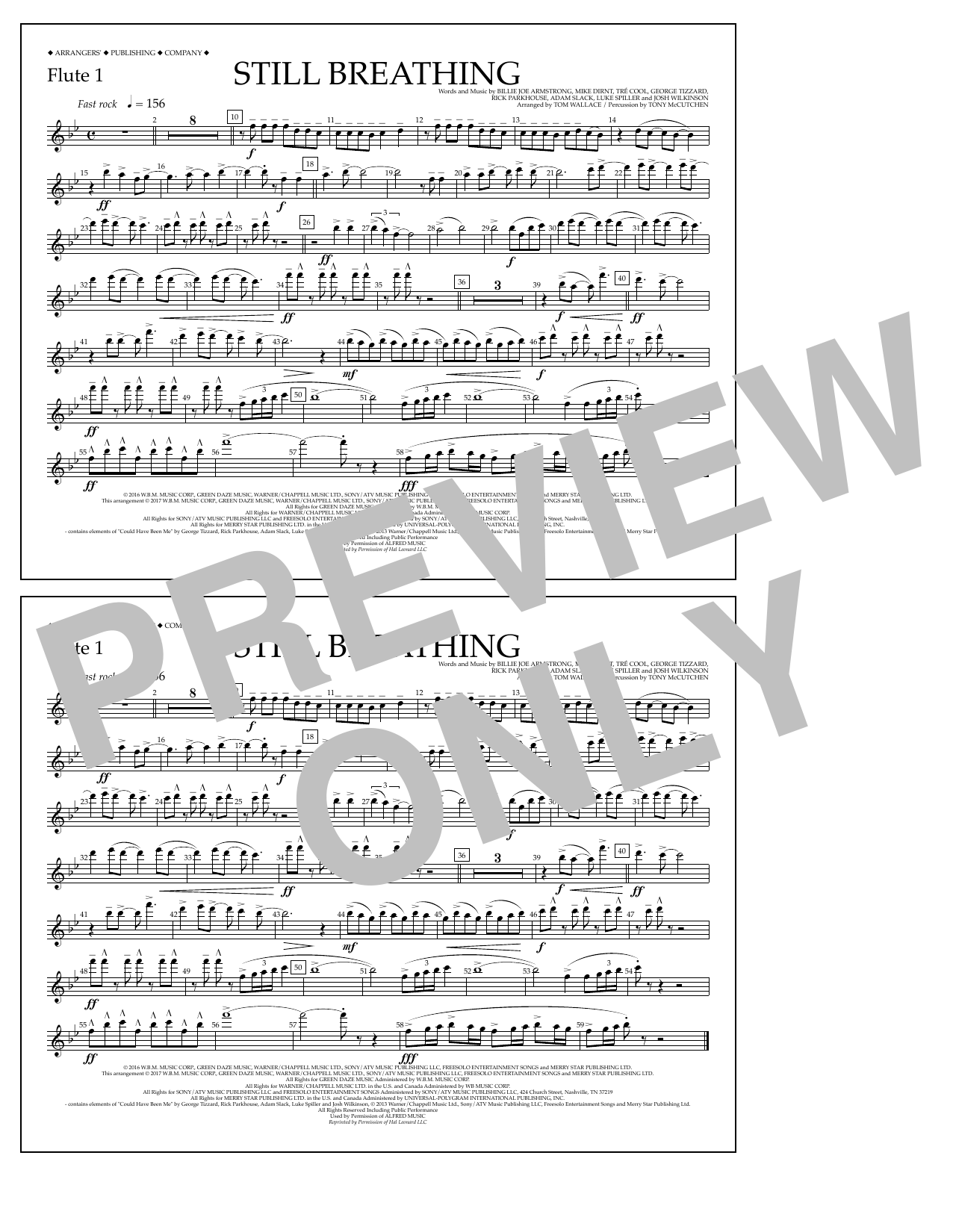 Tom Wallace Still Breathing - Flute 1 Sheet Music Notes & Chords for Marching Band - Download or Print PDF