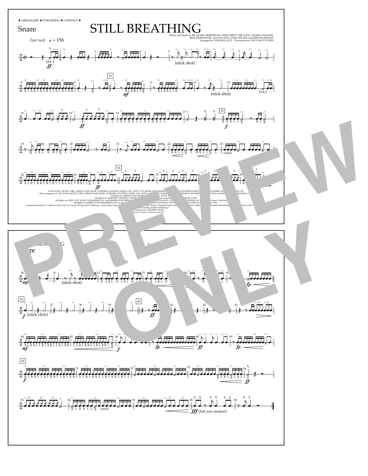 Tom Wallace Still Breathing - Snare Sheet Music Notes & Chords for Marching Band - Download or Print PDF