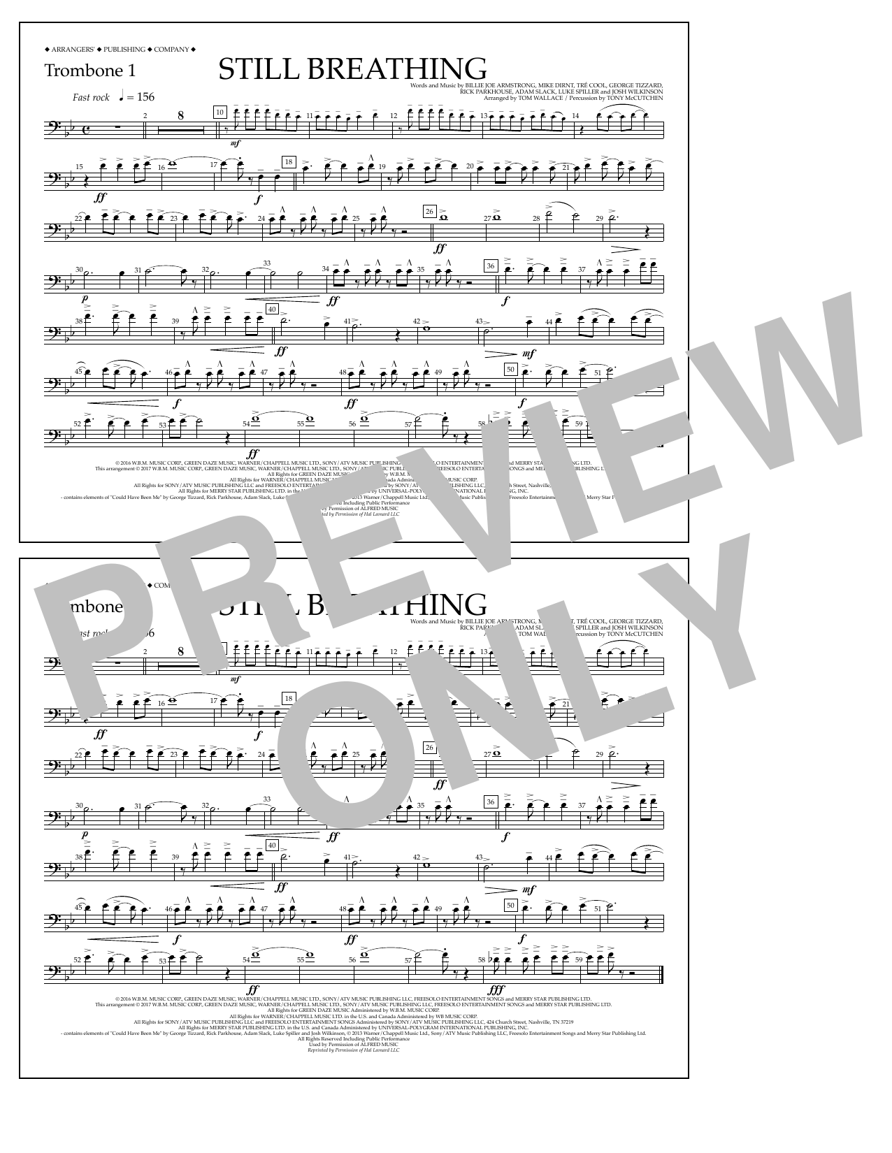 Tom Wallace Still Breathing - Trombone 1 Sheet Music Notes & Chords for Marching Band - Download or Print PDF