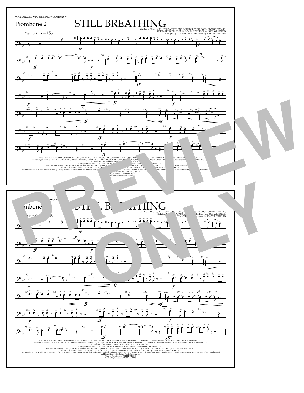 Tom Wallace Still Breathing - Trombone 2 Sheet Music Notes & Chords for Marching Band - Download or Print PDF