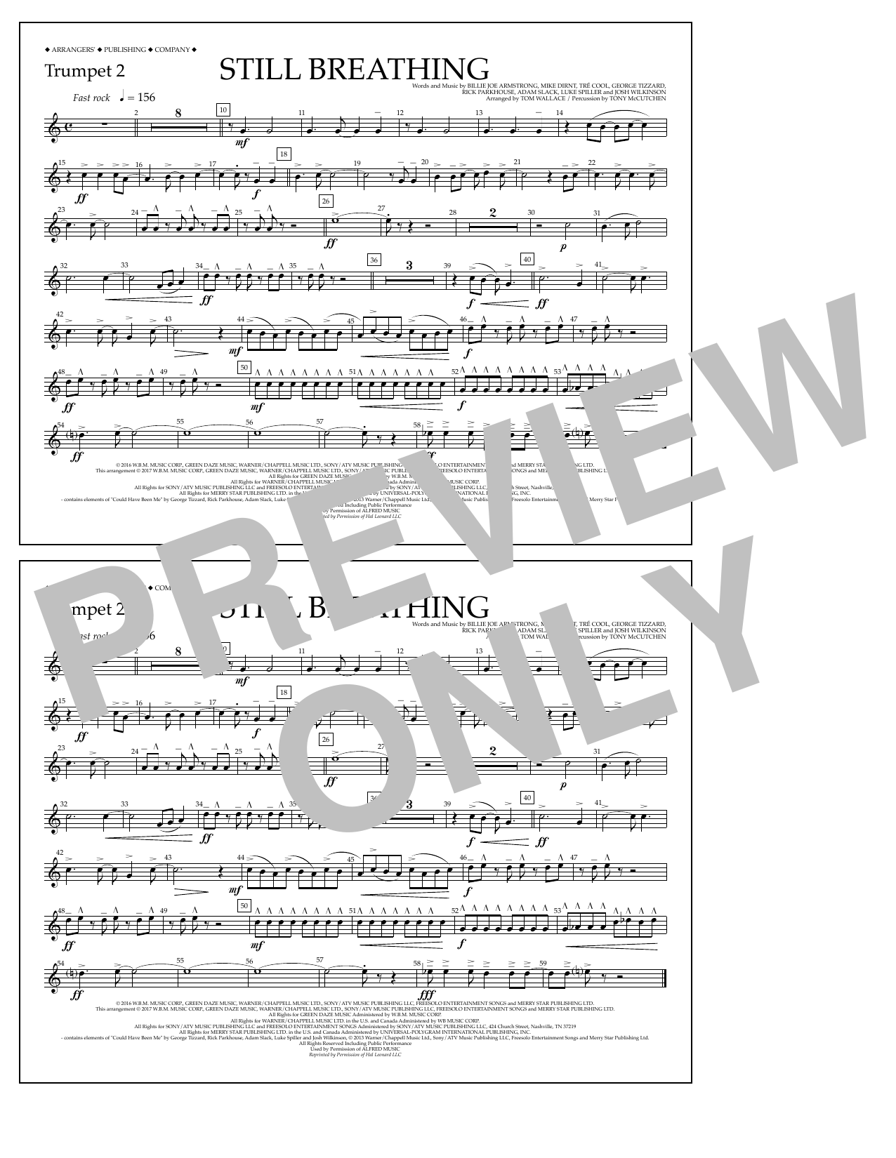 Tom Wallace Still Breathing - Trumpet 2 Sheet Music Notes & Chords for Marching Band - Download or Print PDF