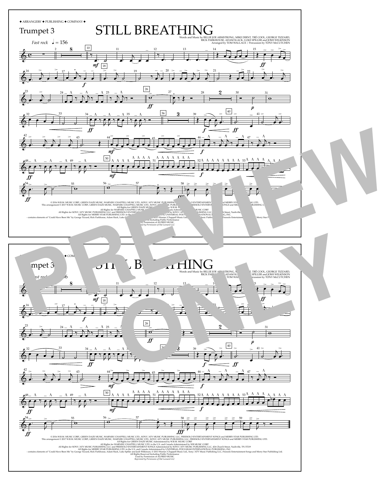 Tom Wallace Still Breathing - Trumpet 3 Sheet Music Notes & Chords for Marching Band - Download or Print PDF
