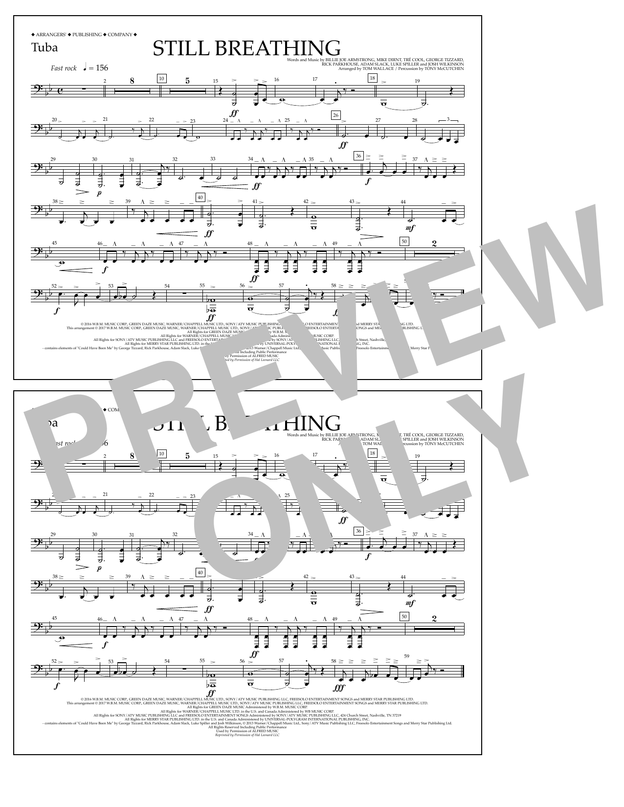 Tom Wallace Still Breathing - Tuba Sheet Music Notes & Chords for Marching Band - Download or Print PDF