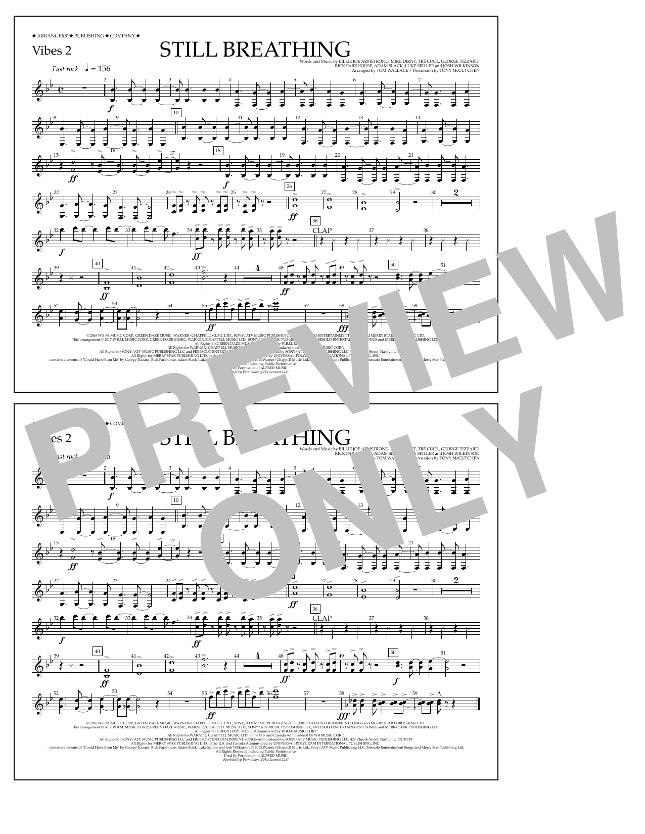 Tom Wallace Still Breathing - Vibes 2 Sheet Music Notes & Chords for Marching Band - Download or Print PDF