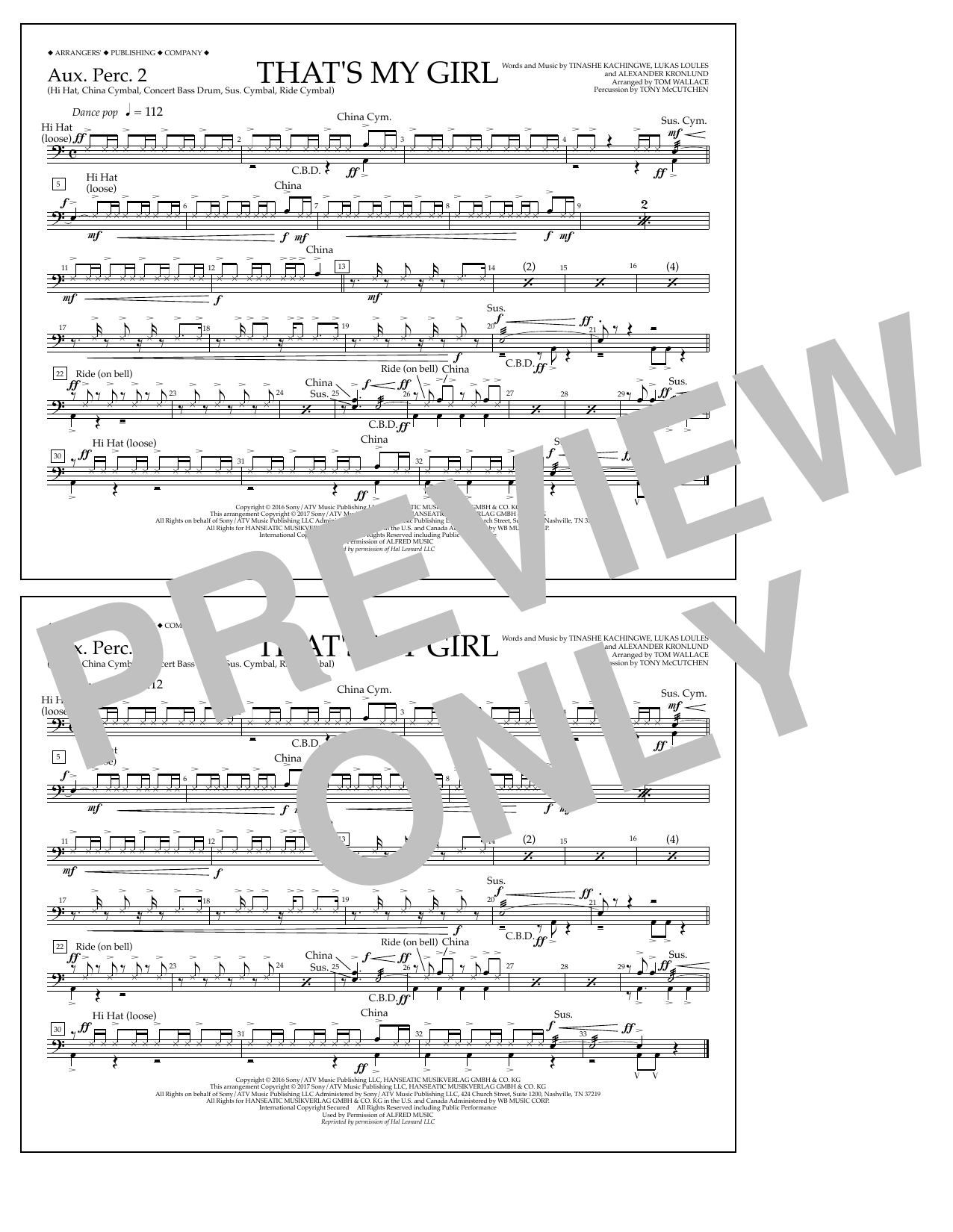 Tom Wallace That's My Girl - Aux. Perc. 2 Sheet Music Notes & Chords for Marching Band - Download or Print PDF