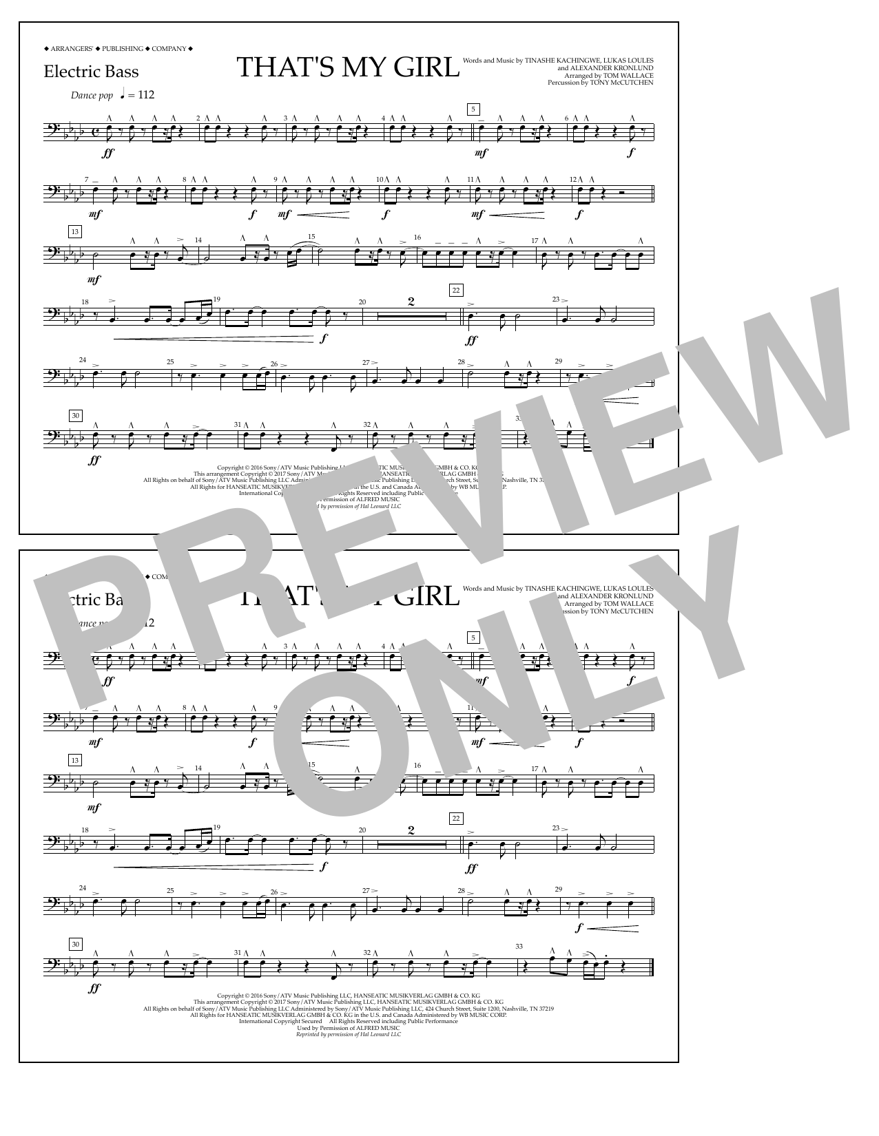 Tom Wallace That's My Girl - Electric Bass Sheet Music Notes & Chords for Marching Band - Download or Print PDF
