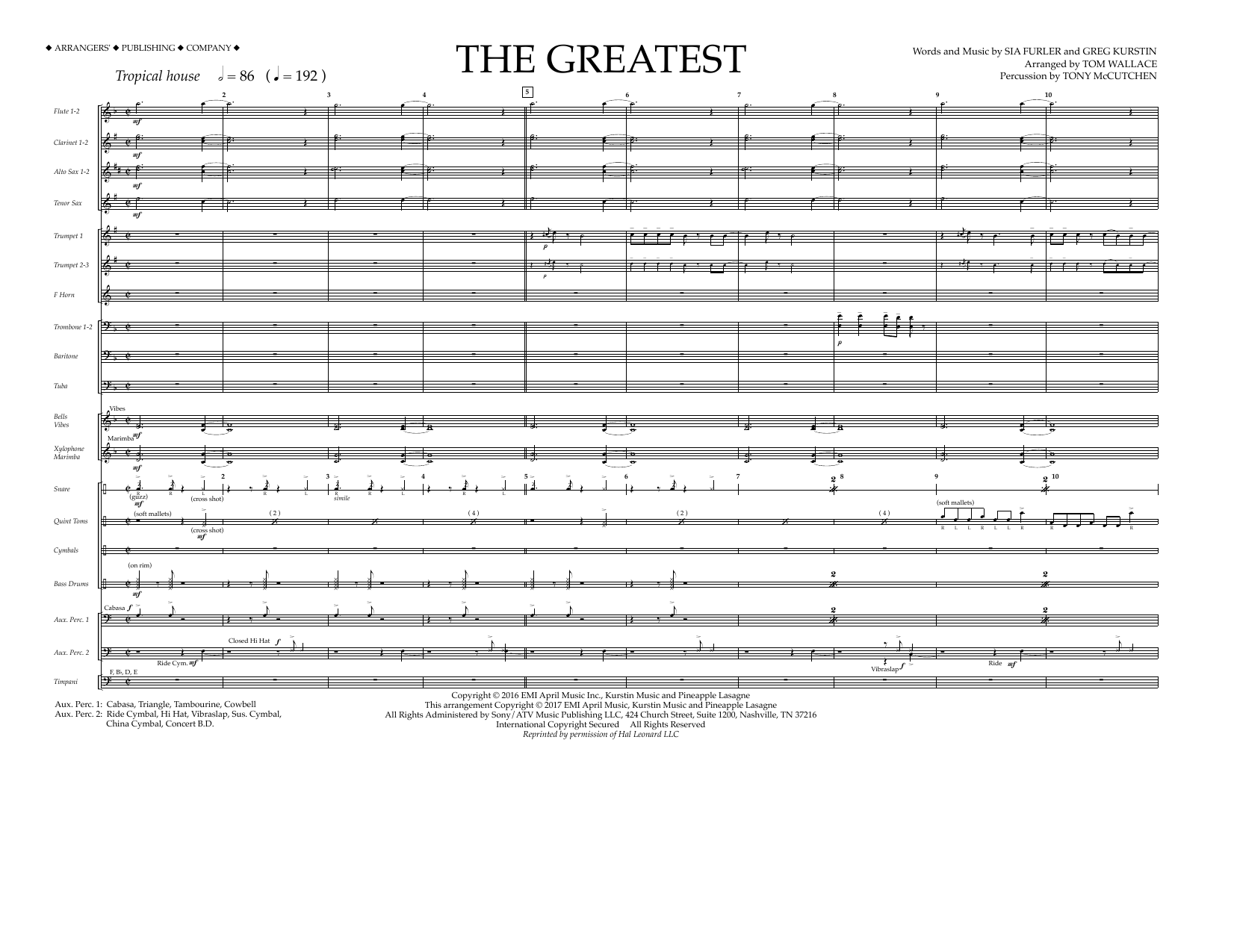 Tom Wallace The Greatest - Full Score Sheet Music Notes & Chords for Marching Band - Download or Print PDF
