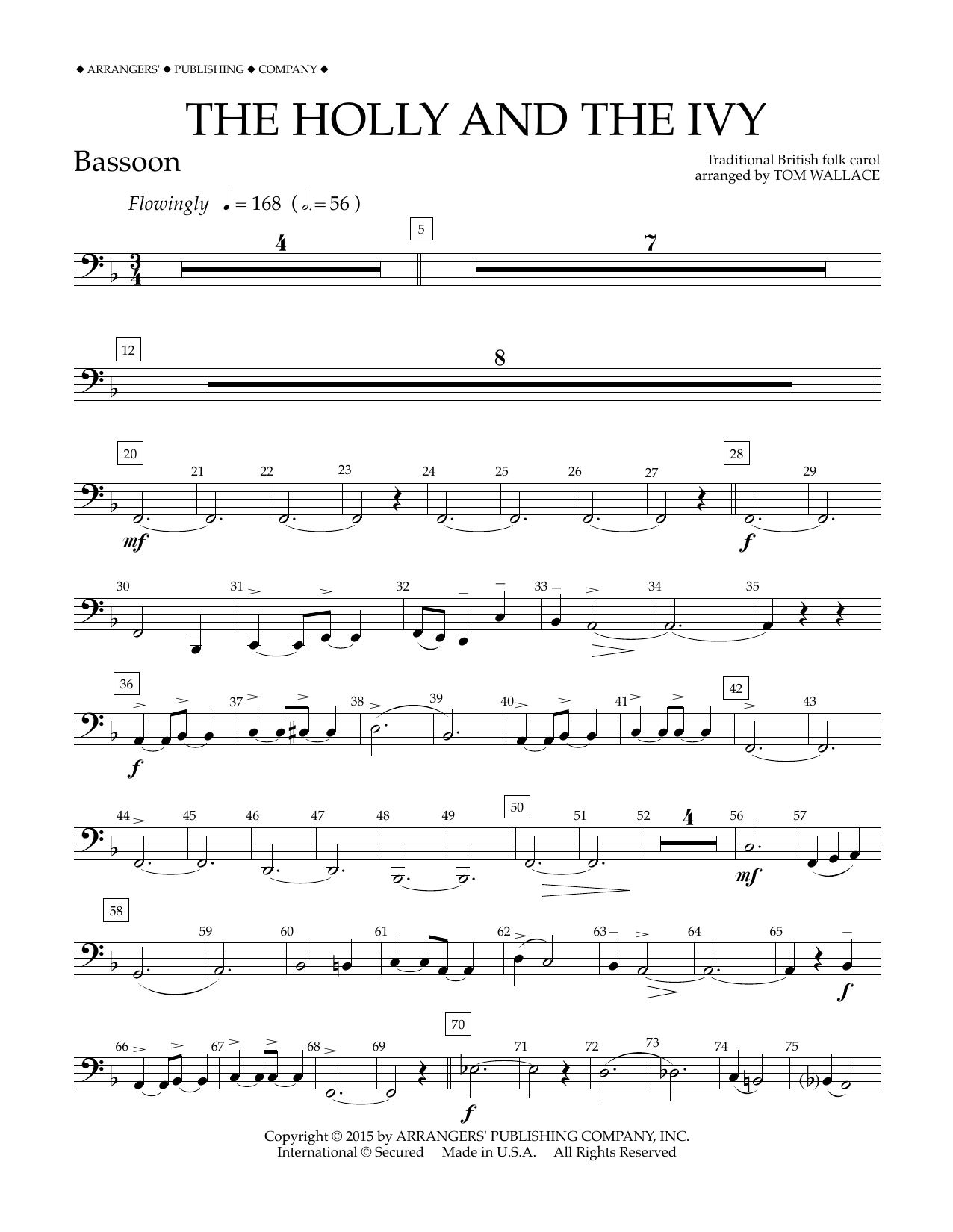 Tom Wallace The Holly and the Ivy - Bassoon Sheet Music Notes & Chords for Concert Band - Download or Print PDF