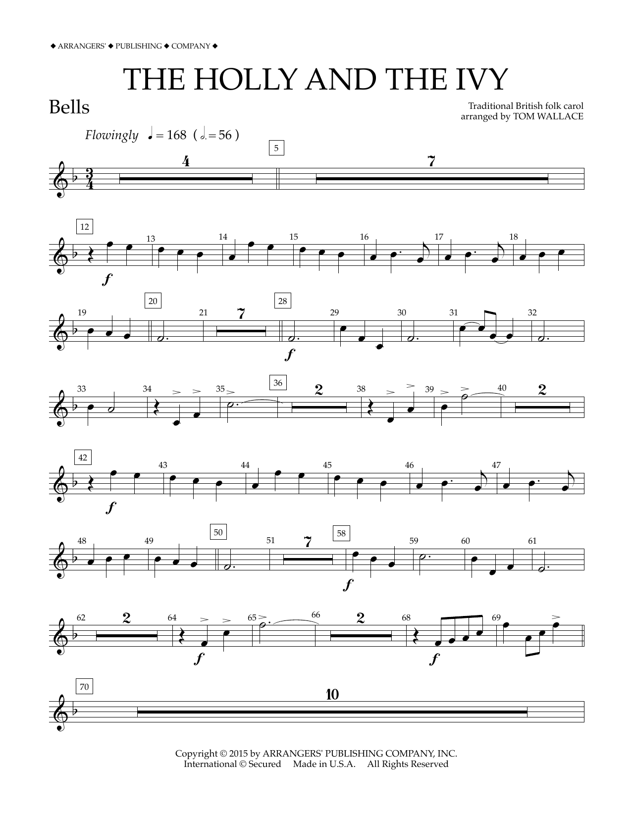 Tom Wallace The Holly and the Ivy - Bells Sheet Music Notes & Chords for Concert Band - Download or Print PDF
