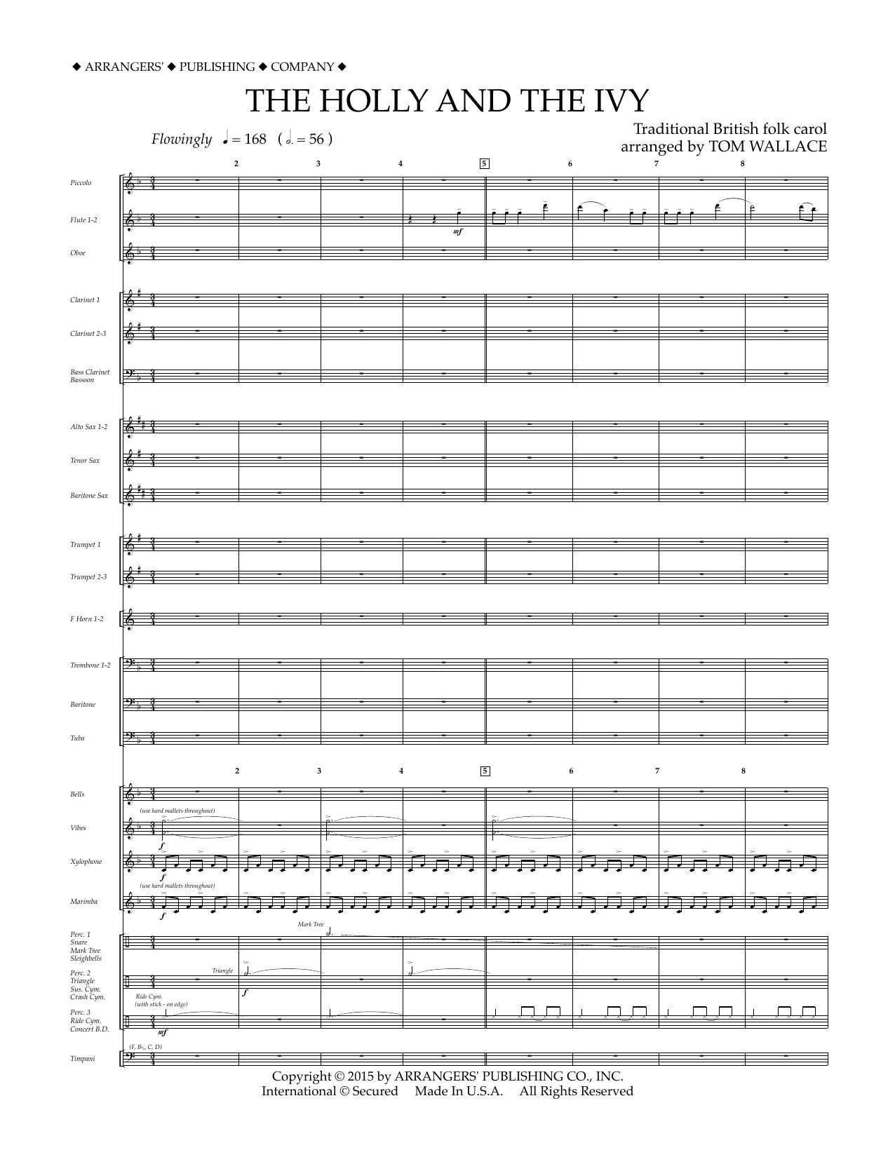Tom Wallace The Holly and the Ivy - Conductor Score (Full Score) Sheet Music Notes & Chords for Concert Band - Download or Print PDF
