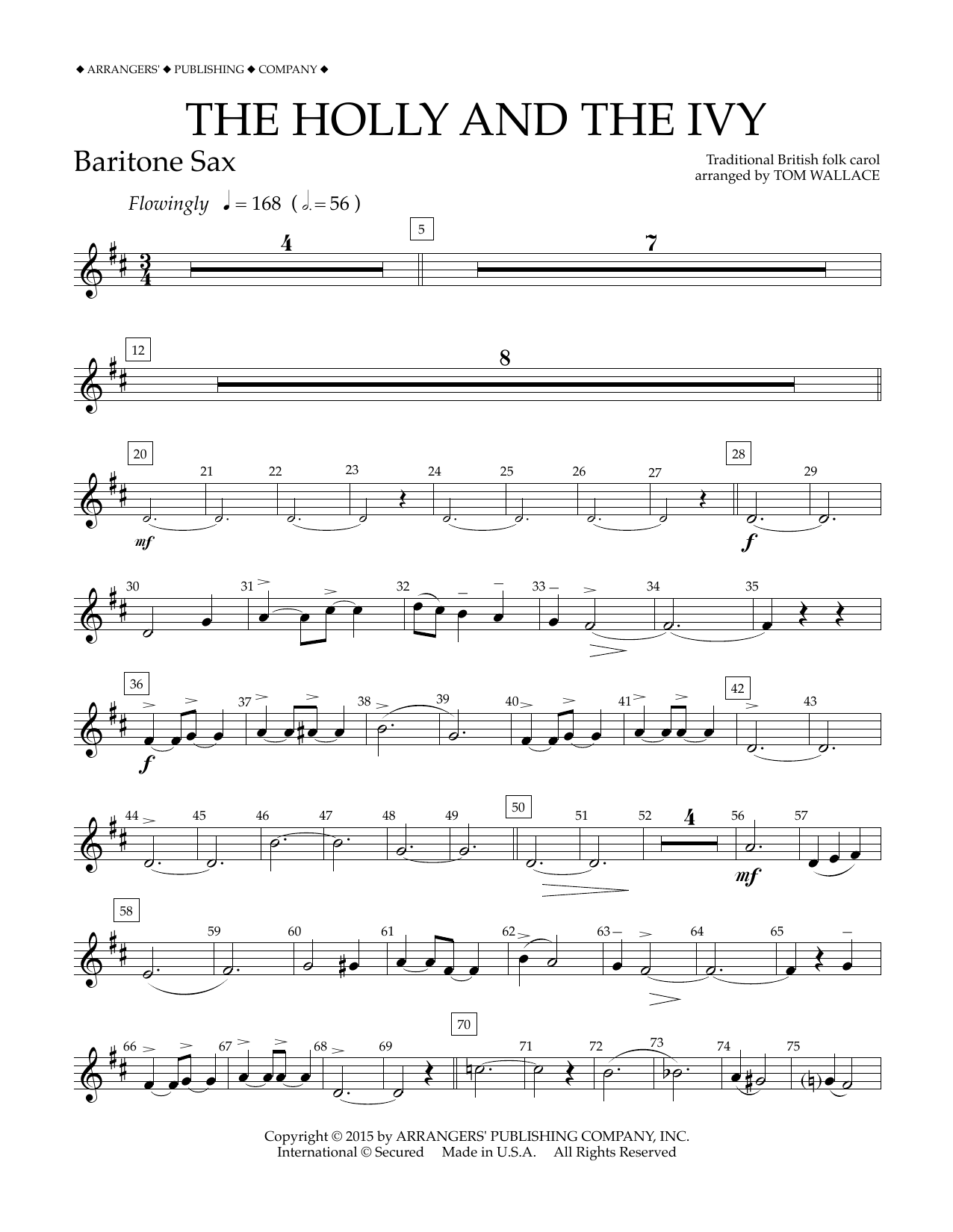 Tom Wallace The Holly and the Ivy - Eb Baritone Saxophone Sheet Music Notes & Chords for Concert Band - Download or Print PDF