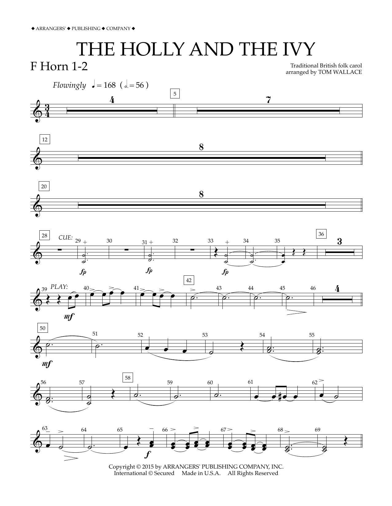 Tom Wallace The Holly and the Ivy - F Horn 1-2 Sheet Music Notes & Chords for Concert Band - Download or Print PDF