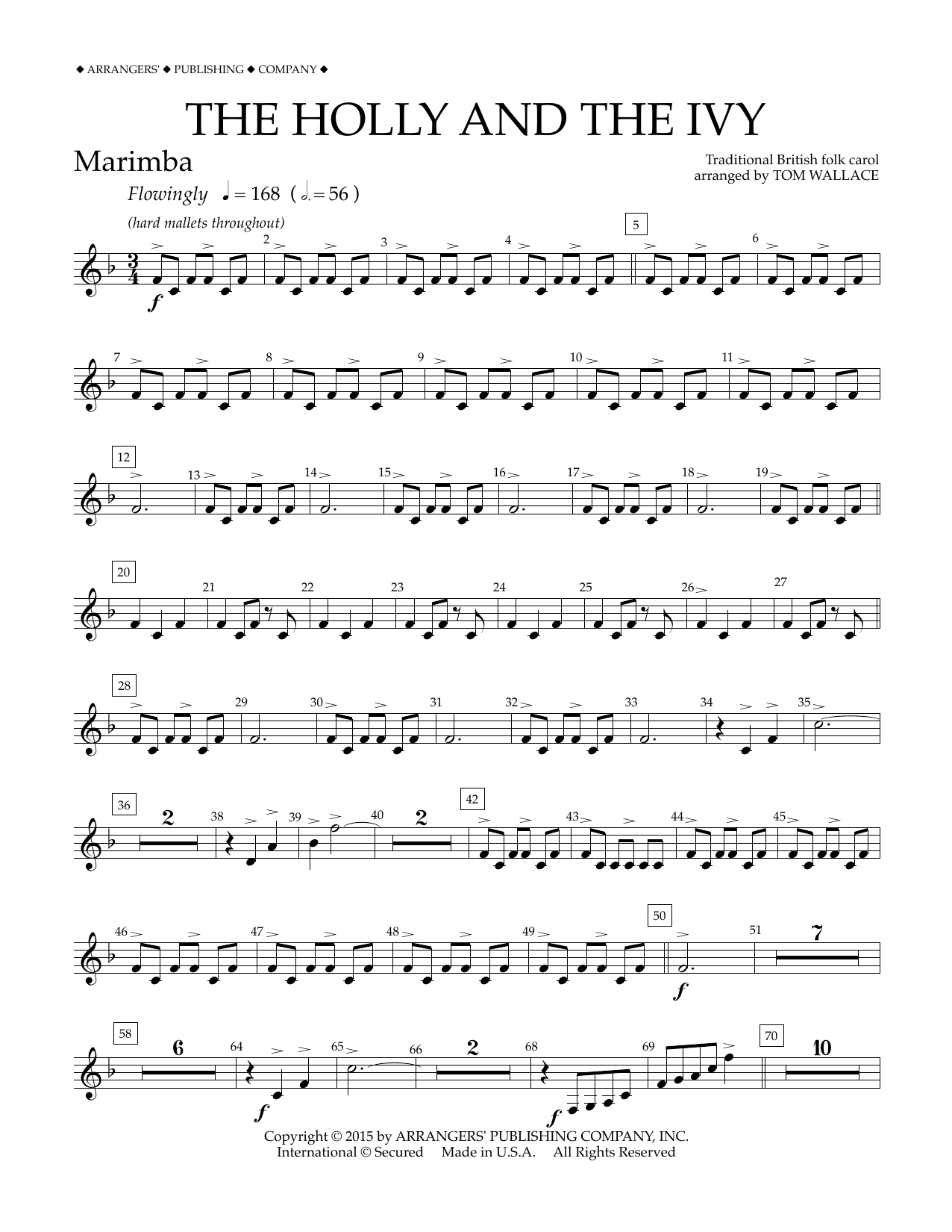 Tom Wallace The Holly and the Ivy - Marimba Sheet Music Notes & Chords for Concert Band - Download or Print PDF
