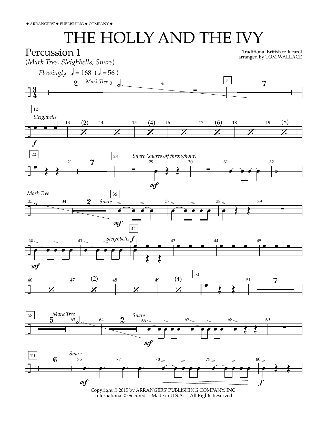 Tom Wallace The Holly and the Ivy - Percussion 1 Sheet Music Notes & Chords for Concert Band - Download or Print PDF