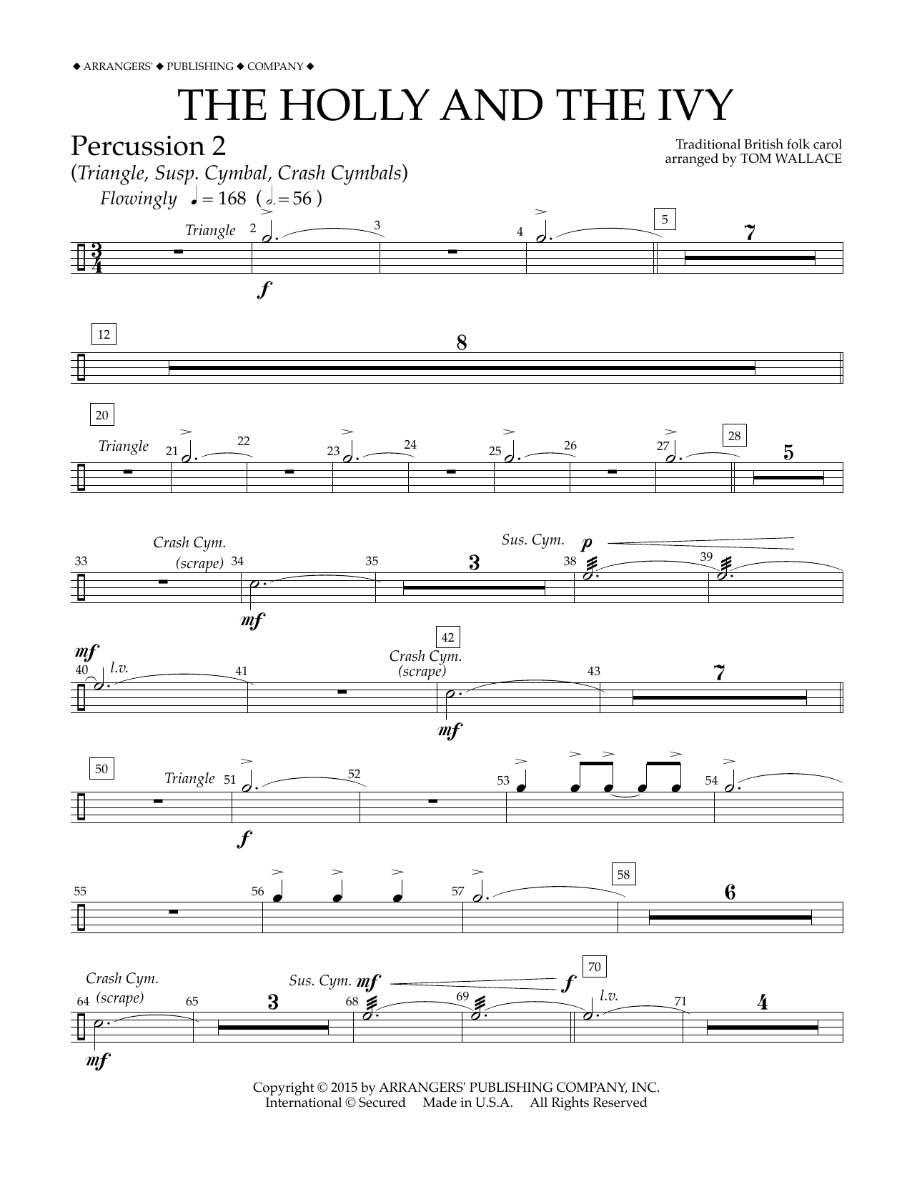 Tom Wallace The Holly and the Ivy - Percussion 2 Sheet Music Notes & Chords for Concert Band - Download or Print PDF